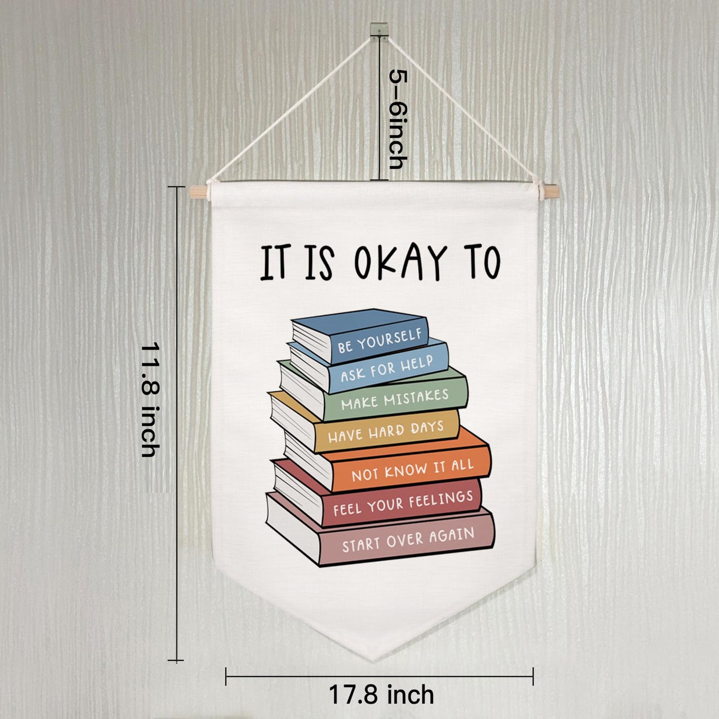 Classroom Wall Hanging Banner Poster Therapy Office Decor Calm Down Corner School Counselor Mental Health Growth Mindset Poster Anxiety Educational Wall Banner (It's Okay with Books)