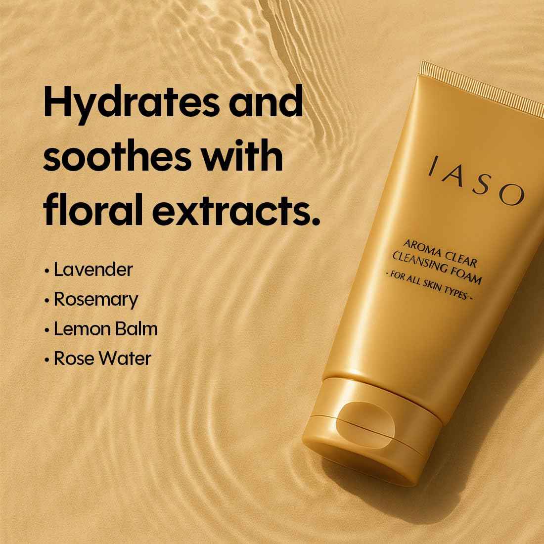 IASO Aroma Clear Cleansing Foam | Moisture-Retaining Korean Face Wash with Rose Water & Lavender, Rich Foaming Deep Cleanser & Makeup Remover, 5.29oz