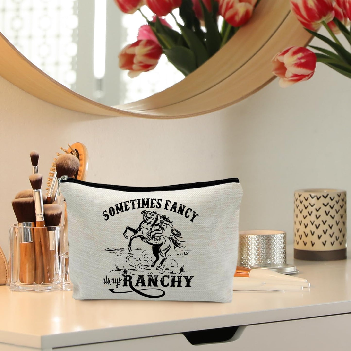 RYYCDOI Western Makeup Bag, Western Cowgirl Rodeo Cosmetic Bags Toiletry Bag for Women, Cowgirl Gifts, Country Girl Gifts, Western Gifts for Women, Western Makeup Pouch