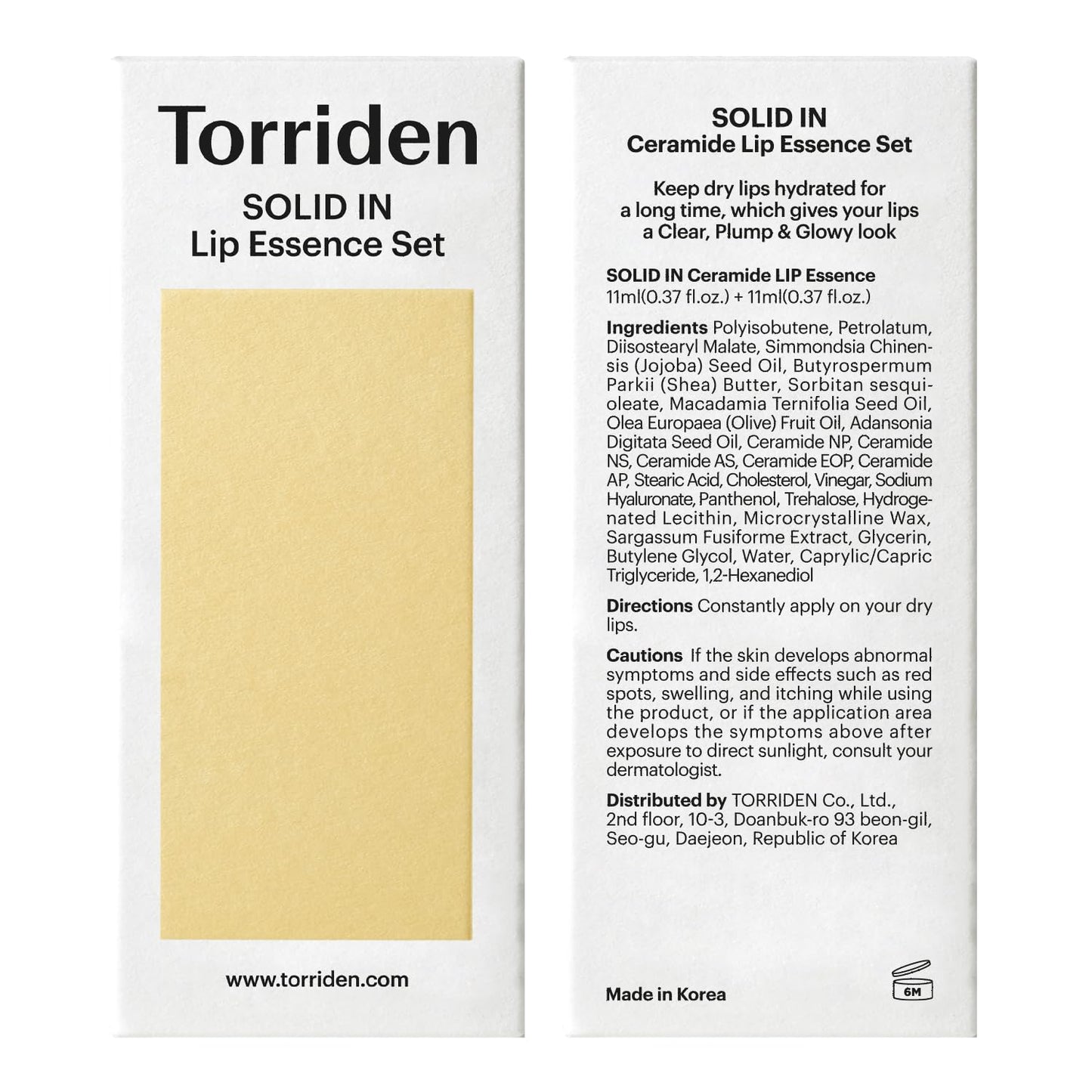 Torriden SOLID In Ceramide Lip Essence 0.37 Oz. (Pack of 2) - Moisturizing Lip Balms for Glowy, Dewy, Plumped, and Radiant Lip - Organic Jojoba Seed Oil, Ceramides, and Fuligo Wax - Korean Skin Care