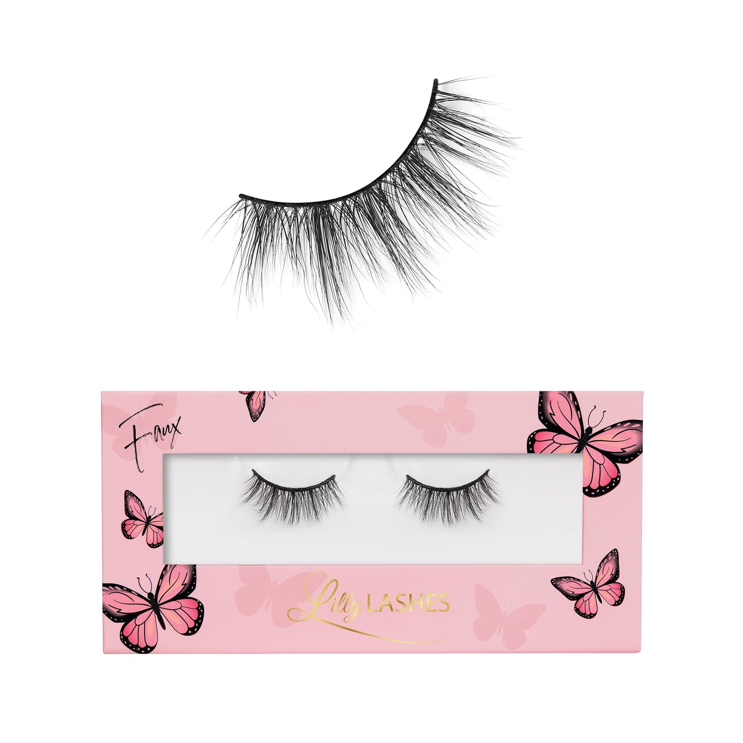 Lilly Lashes Butterfl'eyes Faux Mink Lashes, Half Lashes Natural Look & Feel, False Eyelashes, Reusable Eyelashes 20x, No Trimming + Easy to Apply, Round Style, Lash Glue not Included, 13mm (Heiry)