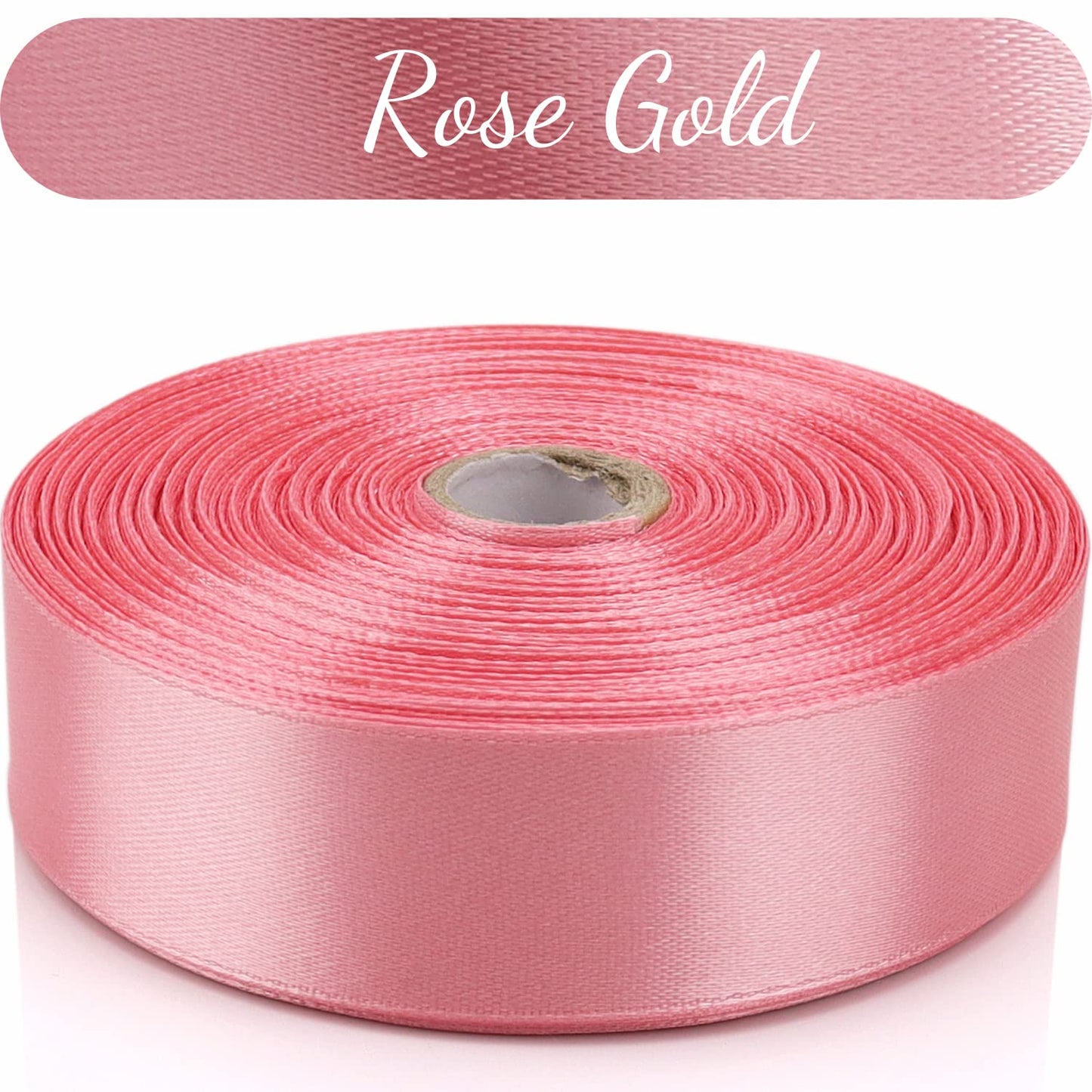 Nsilu 1 inch, Rose Gold Ribbon for Gift Wrapping 50 Yards Perfect Wedding Party Wreath Sewing DIY Hair Accessories Decoration Floral Hair Balloons Other Projects