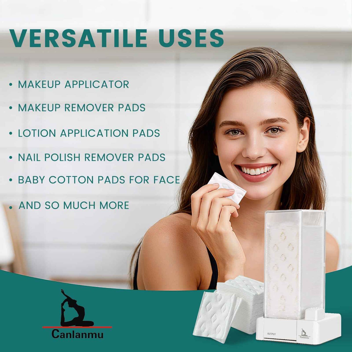 Cotton Pad Holder Christmas Birthday Gifts Sets For Women,Automatic Reusable Square Dustproof Waterproof Cosmetic Bathroom Pad Dispenser include Headband,Wrist Bands,Hair Clips Scented Candles