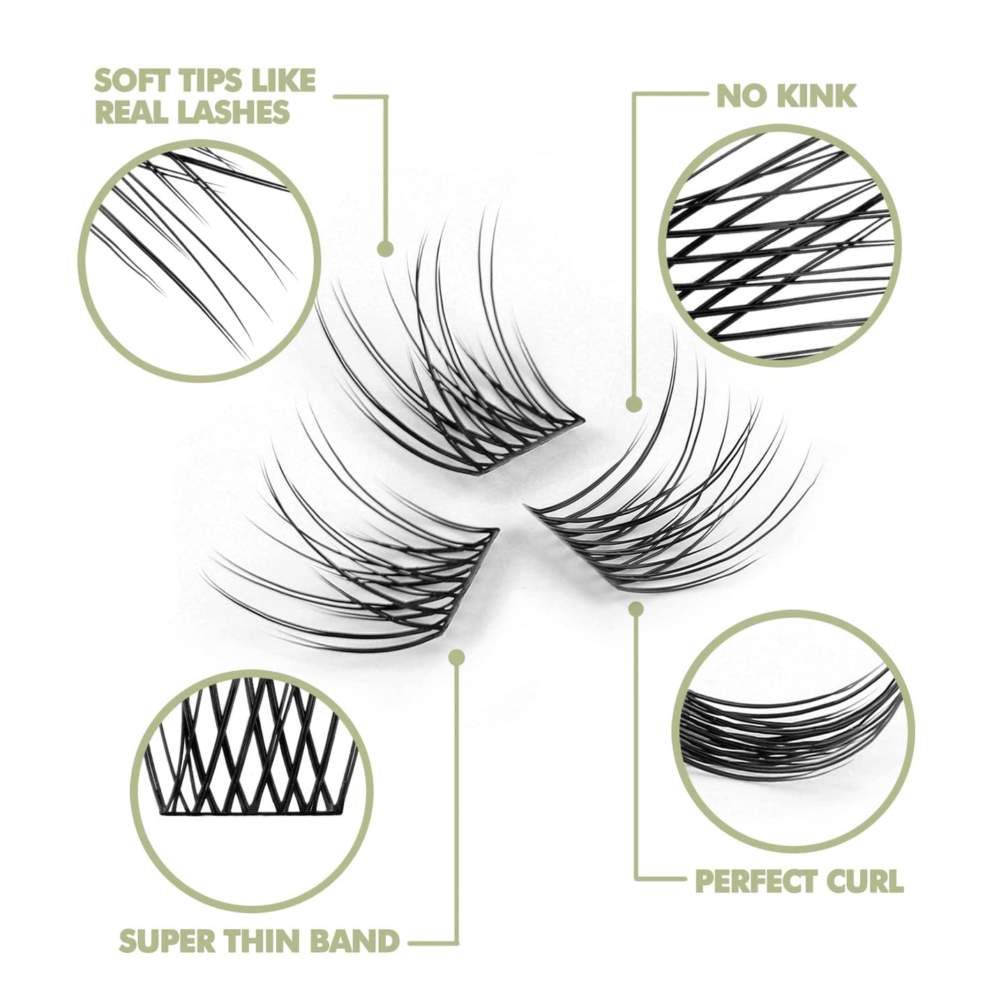 DIY Eyelash Extension, 3D Effect Glue Bonded Band Individual Lash 48 Clusters Volume Lashes Set, Home Eyelash Extension, C curl Lashes Pack 12MM-Natural-48 Clusters