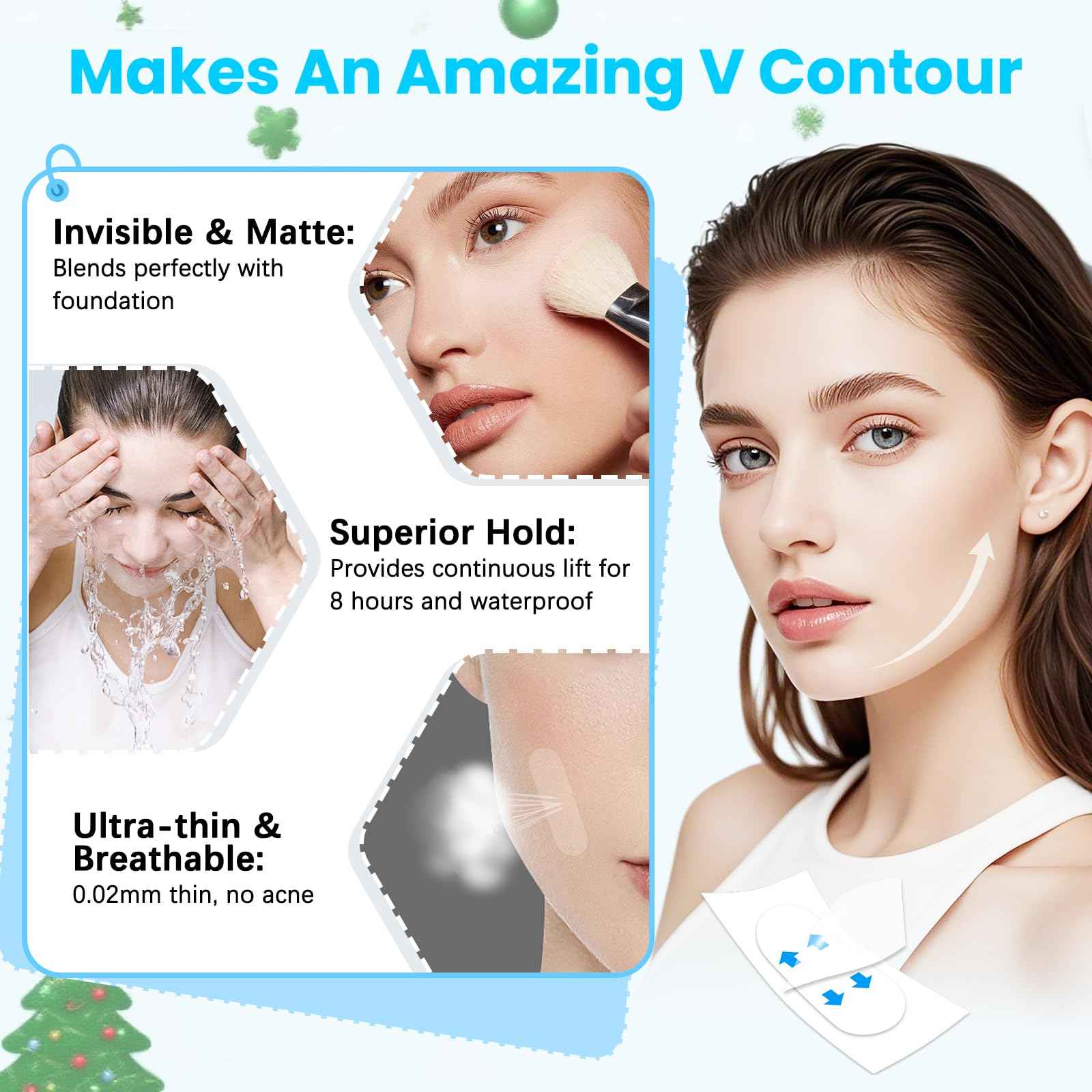 Face Lift Tape, Facelift Tape for Face Invisible, Neck Tape Lift Turkey Neck Skin Tape Facial Tapes for Lifting Loose Sagging Skin, Wrinkles, Jowls, Eyes, Cheek, Double Chin (1 Count (Pack of 200))