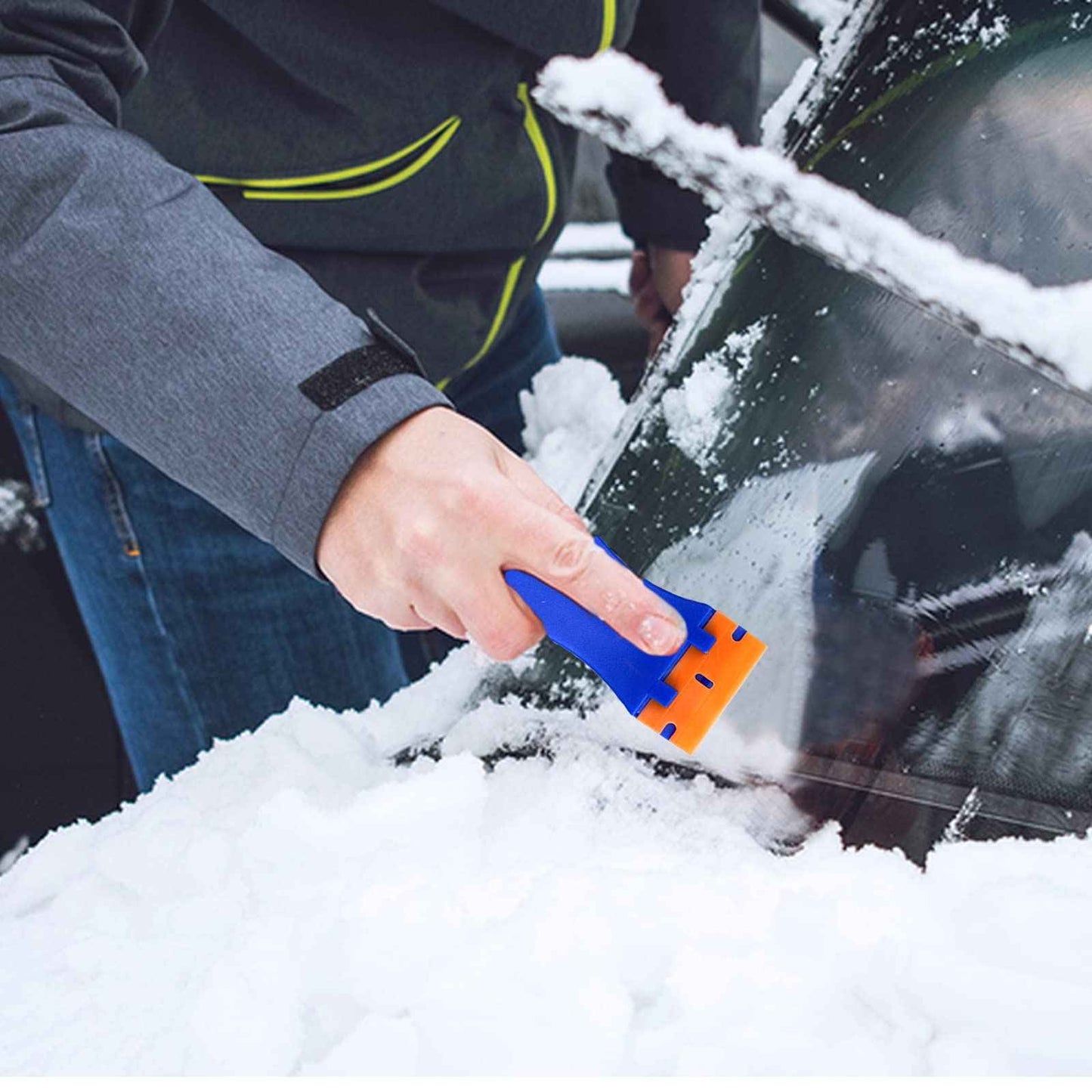 Zorveiio 200 Pcs Plastic Razor Blades Plastic Scraper Blades Double Edge Razor Blade for Removing Labels Stickers Gasket Decals on Glass Car Window - Blue