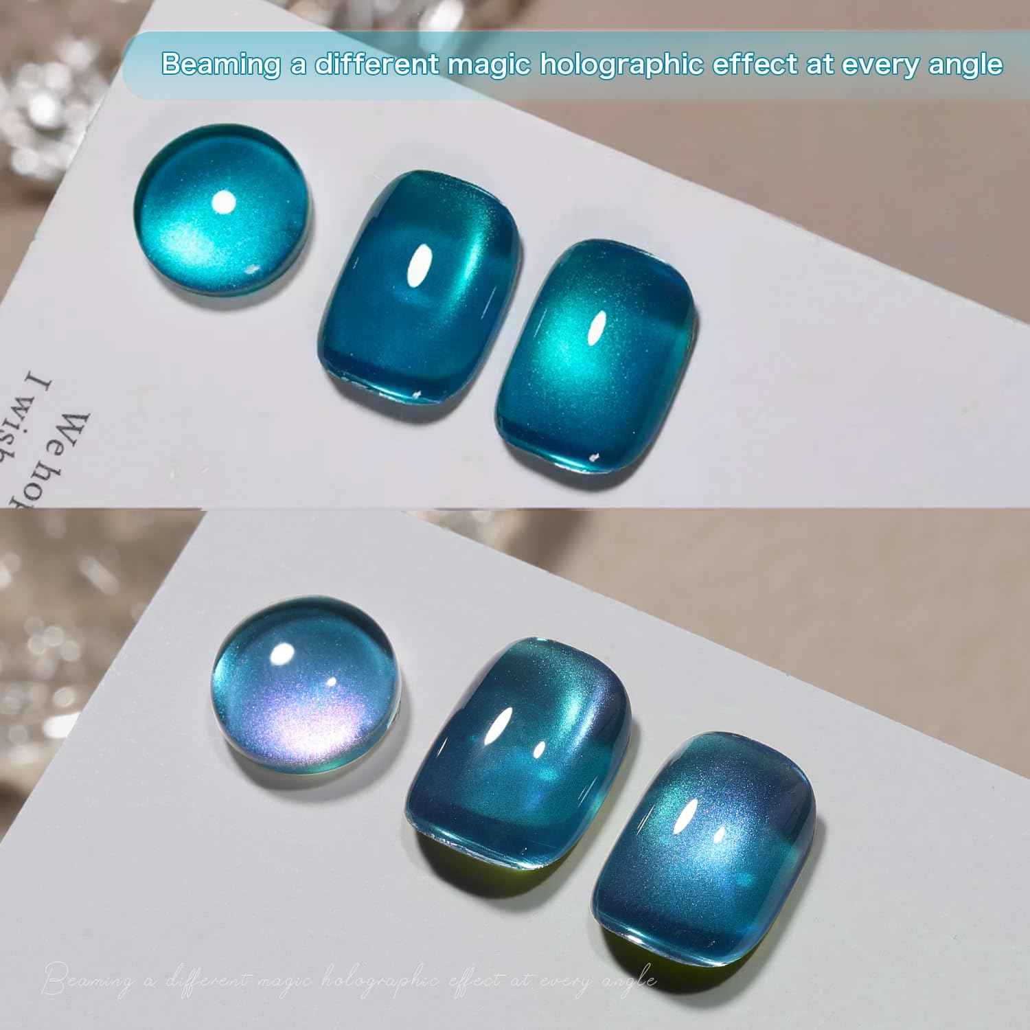 GAOY Glitter Cat Eye Gel Nail Polish Set with Matte Gel Top Coat