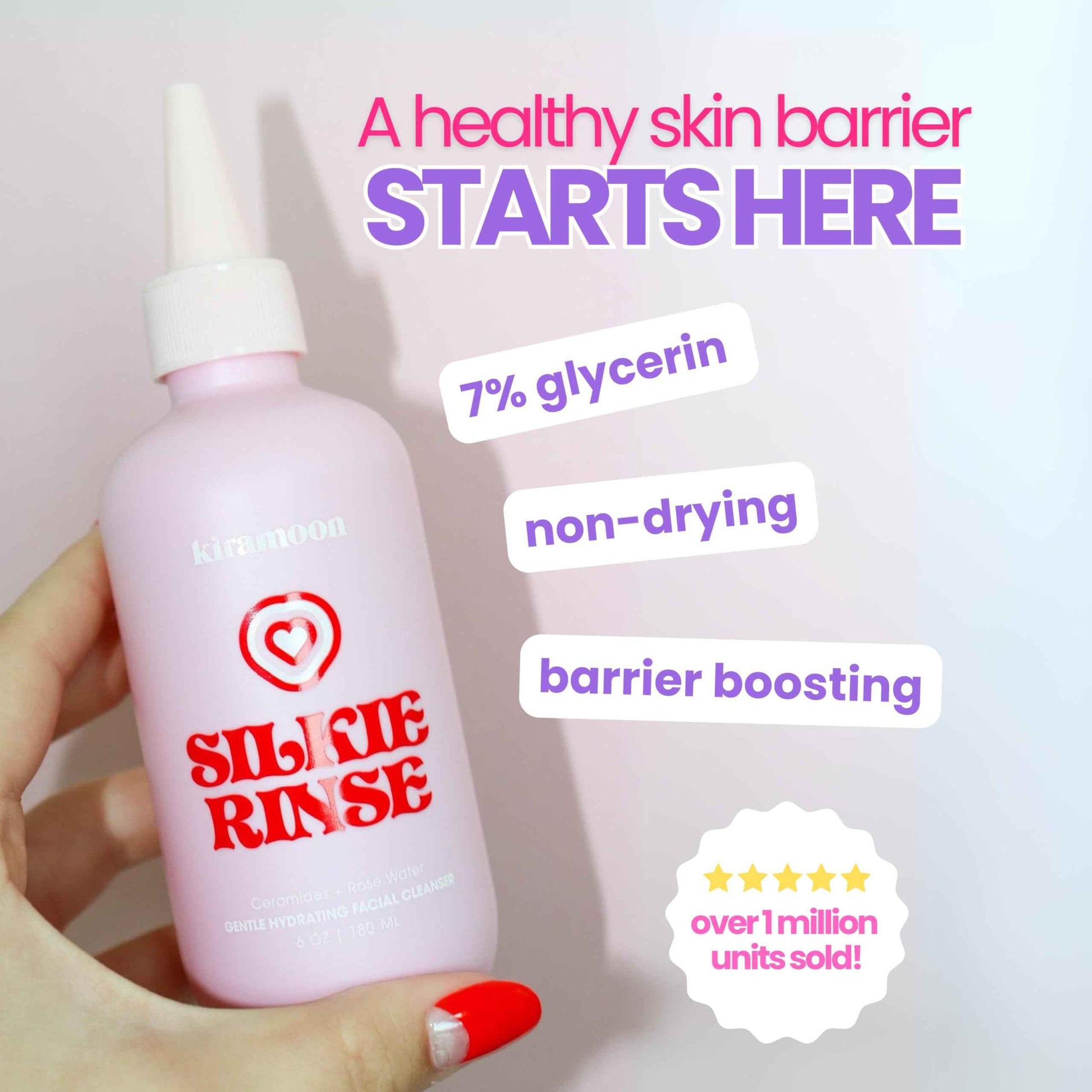 Kiramoon Face Wash Silkie Rinse Hydrating Gentle Face Cleanser for Dry or Sensitive Skin - Hydrating Makeup Remover & Face Wash w/Ceramides & Squalane