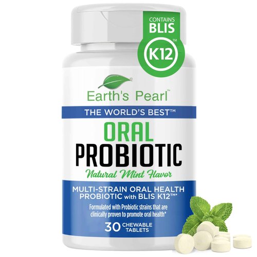 Earth's Pearl Dental Probiotic with BLIS K12 - Oral Probiotics for Oral Health with Mint Flavor - 30-Day Supply of Dental Probiotics for Bad Breath and Dental Health - Children and Adult Oral Care