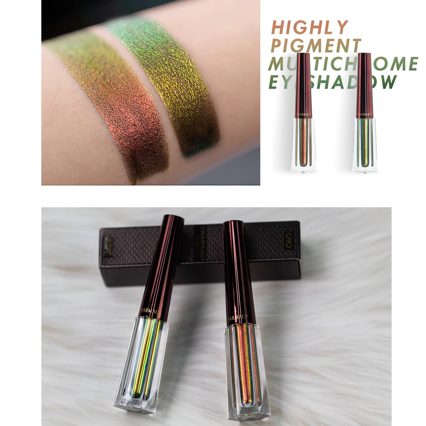 CHARMACY Liquid Duochrome Eyeshadow, Multi-Dimensional Eye Looks, Long Lasting Glitter Eye Shadow Sets Metallic Pigments, Quick Drying, Sparkling Shiny Eye Makeup for Beginners, 1.6g (#101)