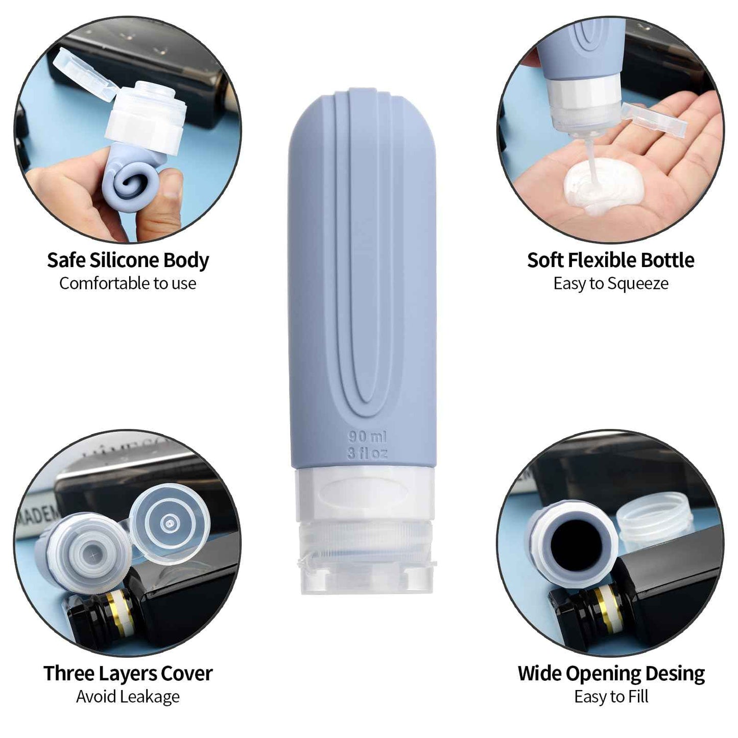 Mrsdry 16 Pack Travel Bottles for Toiletries, Oversize 6oz Silicone Travel Containers, Leak Proof Refillable Liquid Shampoo And Conditioner Travel Essentials