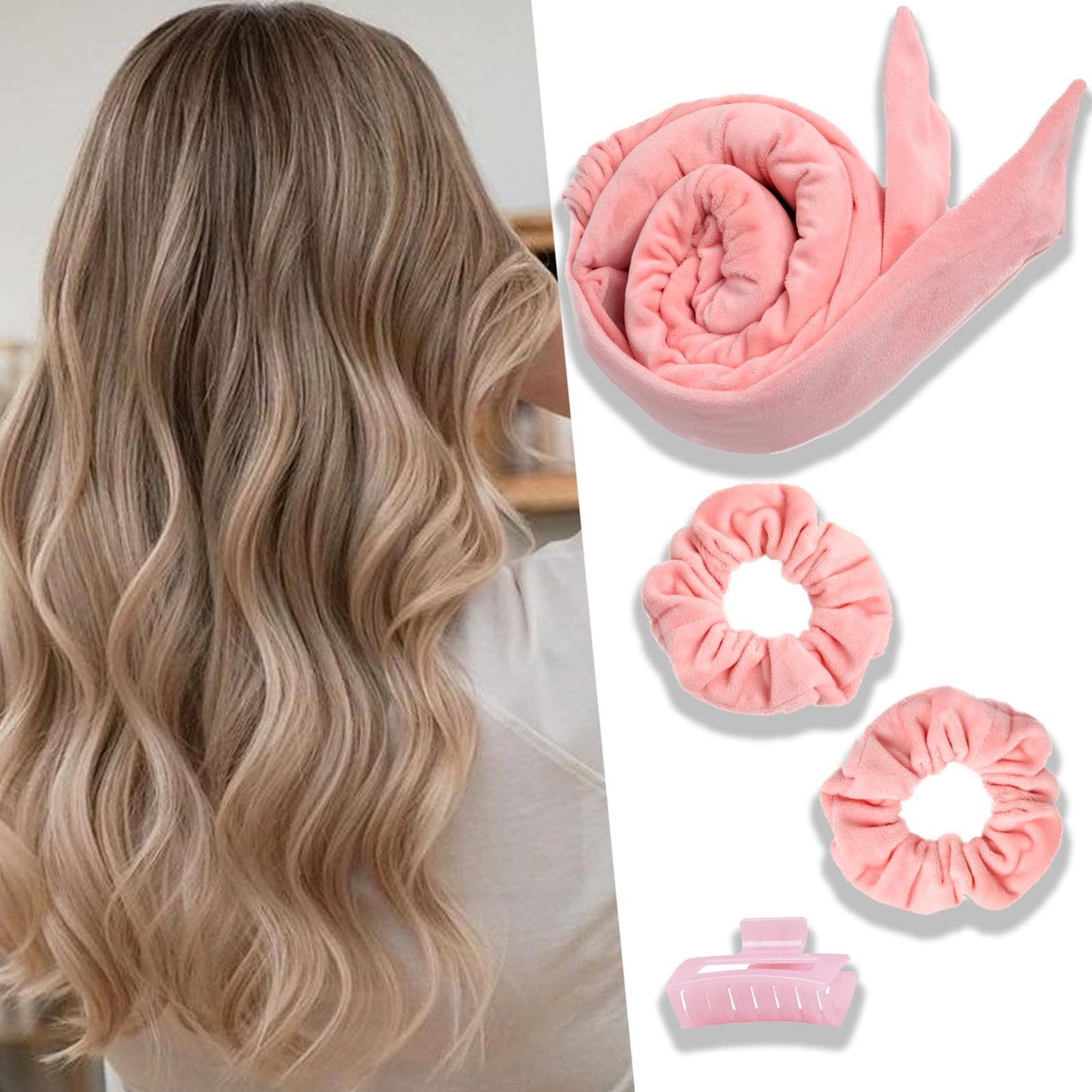 Heat Less Curling Rod Headband Hair Curlers to Sleep in Heat Less Curls Overnight Curls Heatless Curling Set No Heat Hair Curlers for Blowout Long Hair