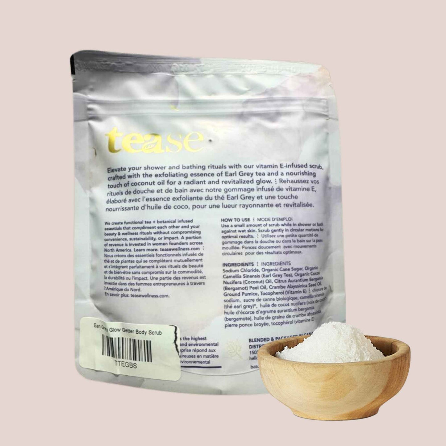 Tease Tea Exfoliating Body Scrub - Glow Getter Organic Body Scrub made with Organic Sugar Cane, Earl Grey Tea, Organic Coconut Oil, and Vitamin E for a Skin so Soft and Glowing Skin