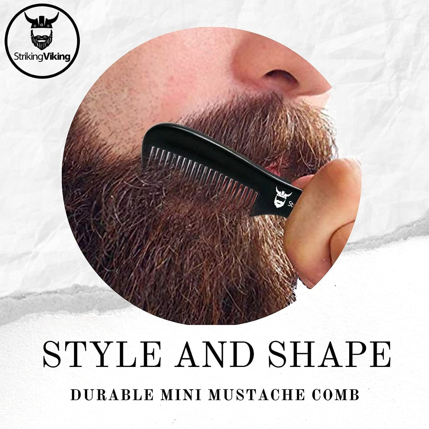 Striking Viking Mustache Wax & Comb Kit - Beard & Moustache Wax For Men With Strong Hold Natural Beeswax - Helps Tame Style & Groom (Sandalwood Scent, 2 Ounce Size) - Mustache Styling Wax