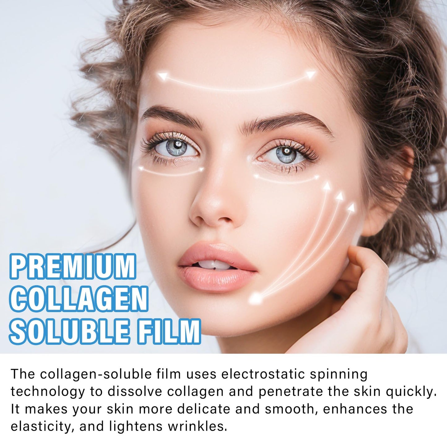 Soluble Collagen Face Mask, Anti-Aging Collagen Face Mask for Boosting Skin Elasticity, Anti Wrinkle Patches to Reduce Fine Wrinkles & Frown, Forehead Wrinkle Patches, 18pcs