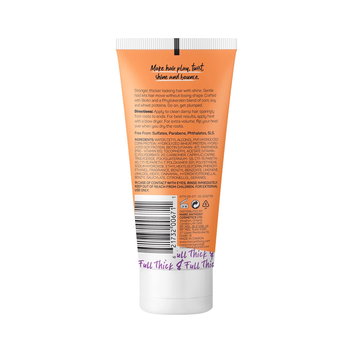 Marc Anthony Styling Hair Cream, Instantly Thickening Biotin & Vitamin E Hair Cream, Lightweight Hold for Thicker & Fuller Volumizing Product for Thin, Flat Hair