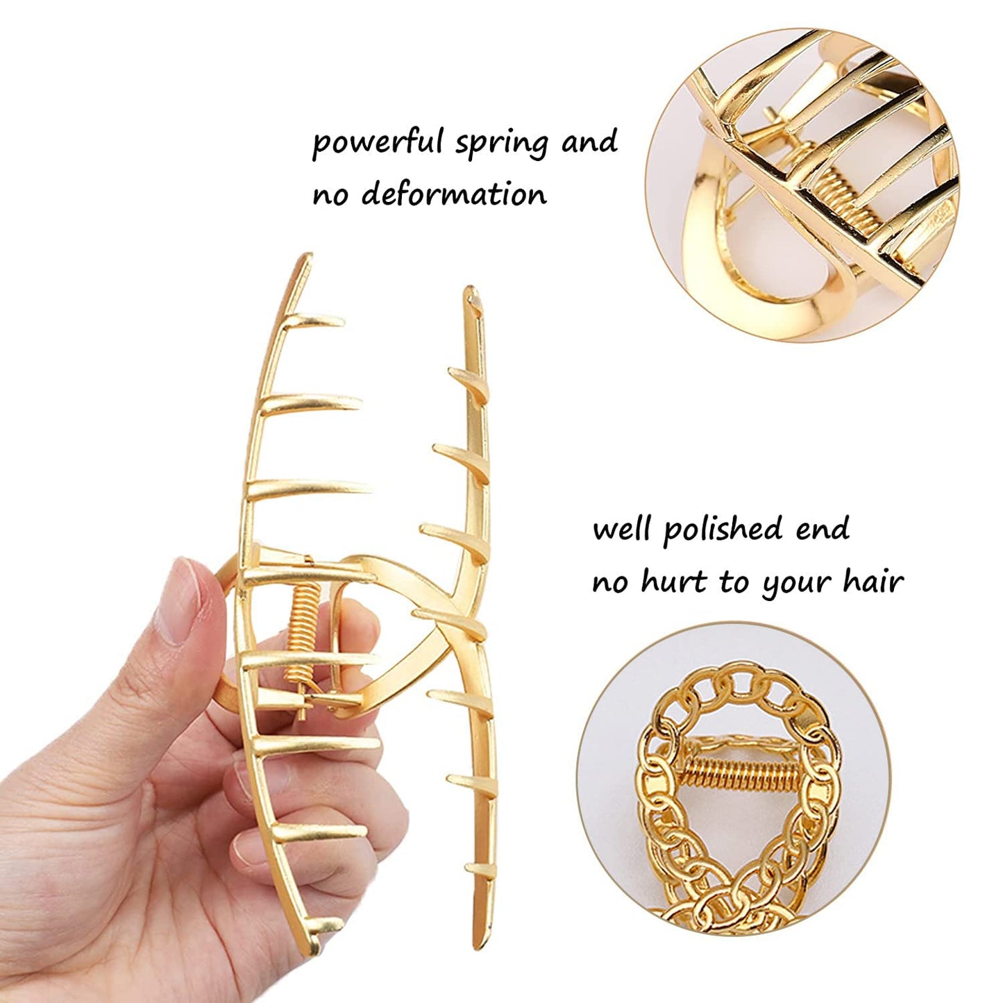 Mehayi 3 PCS Metal Large Hair Claw Clips for Thick Heavy Hair, Big Non-Slip Hair Catch Barrette Jaw Clamp, Strong Hold Claw Barrettes for Long Hair, Fashion Hair Styling Accessories for Women Girls