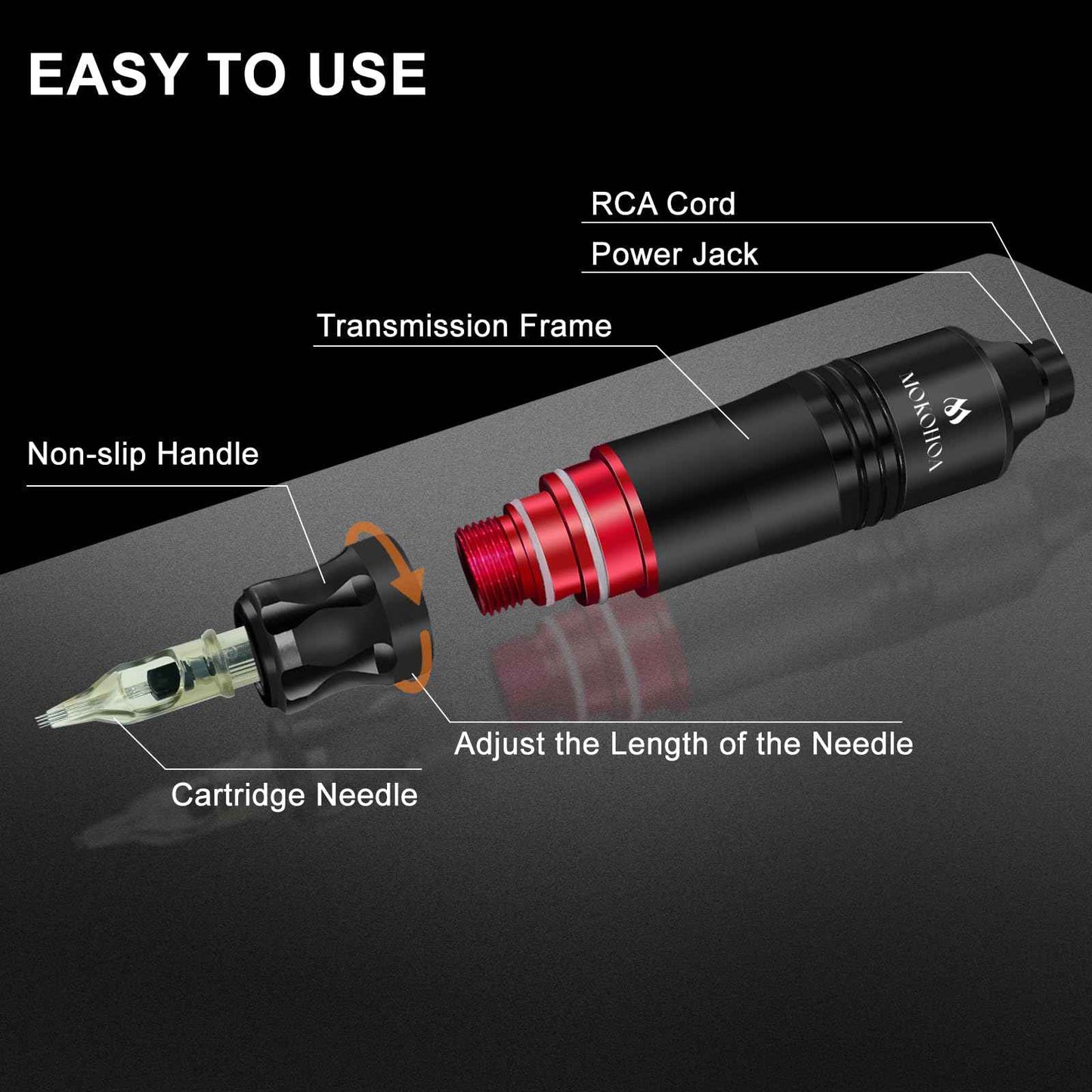 Mokohoa Tattoo Set for Beginners machine Gun Kit, Rotary Powerful Motor,Complete另一Professional Cartridge Needles Stencil Transfer Paper,Proctice Skin and Transfer Paper, Starter Tattoo Ink (Black)