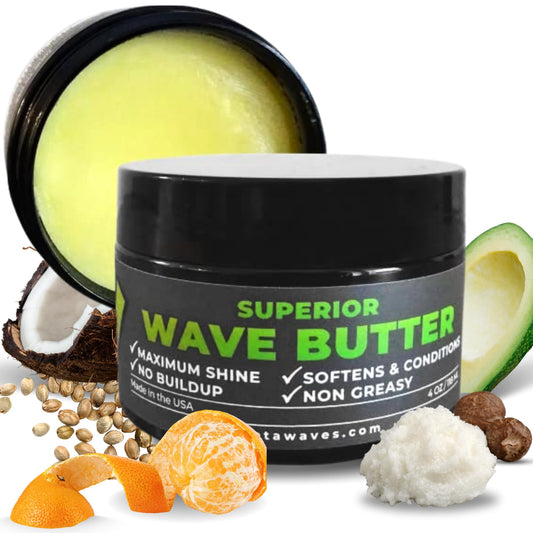 Veeta Superior Wave Grease - Maximum Shine, Non-Greasy Shea & Tangerine Conditioner for Men's 360 Waves (4 oz)