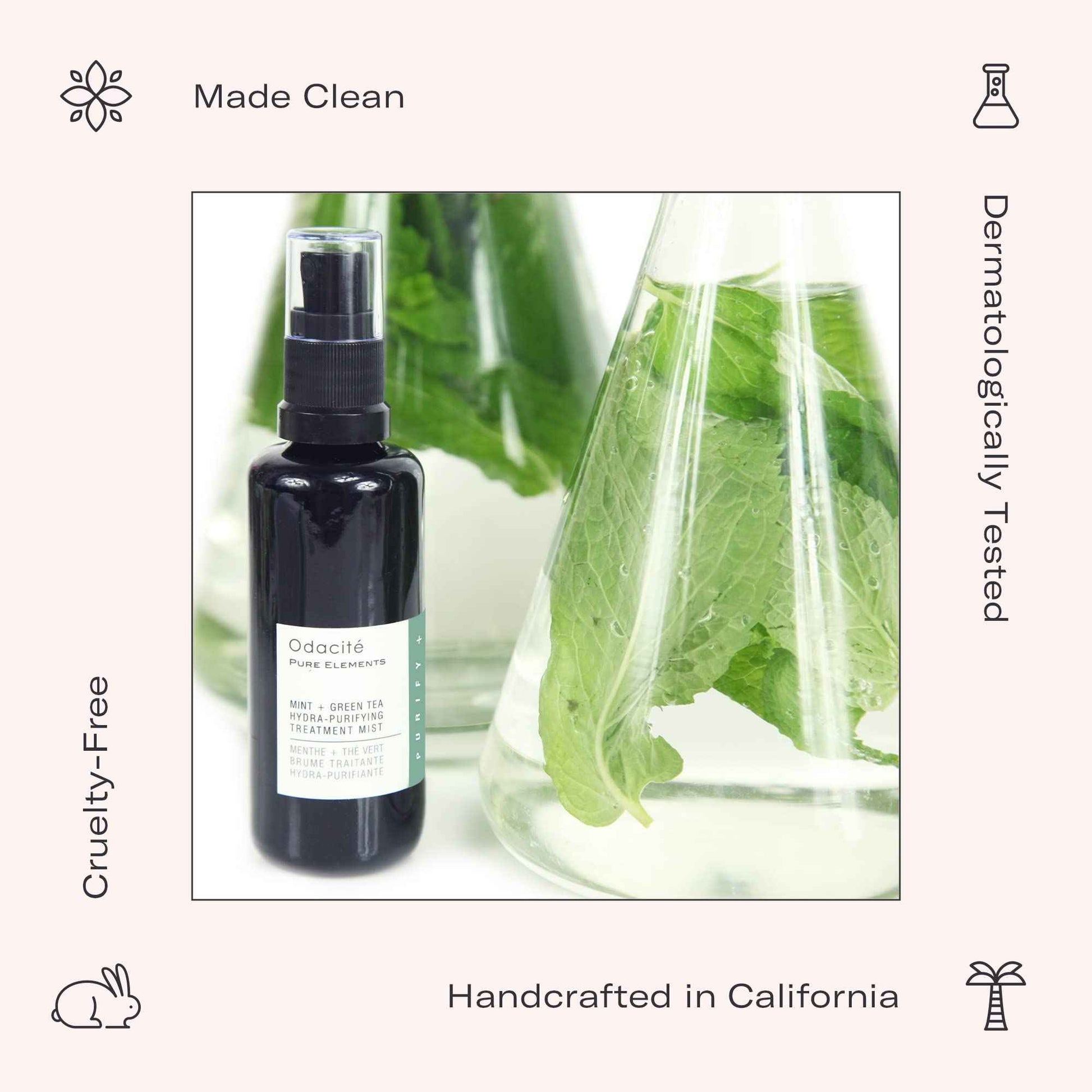 Odacité Anti Aging Face Serum - Mint & Green Tea Hydra-Purifying Mist Glow Recipe, Acne & Pimple Prone Skin, Clearing Face Mist for Hydration, Blemishes, Clogged Pores, Tired Complexion - 1.69 fl. oz