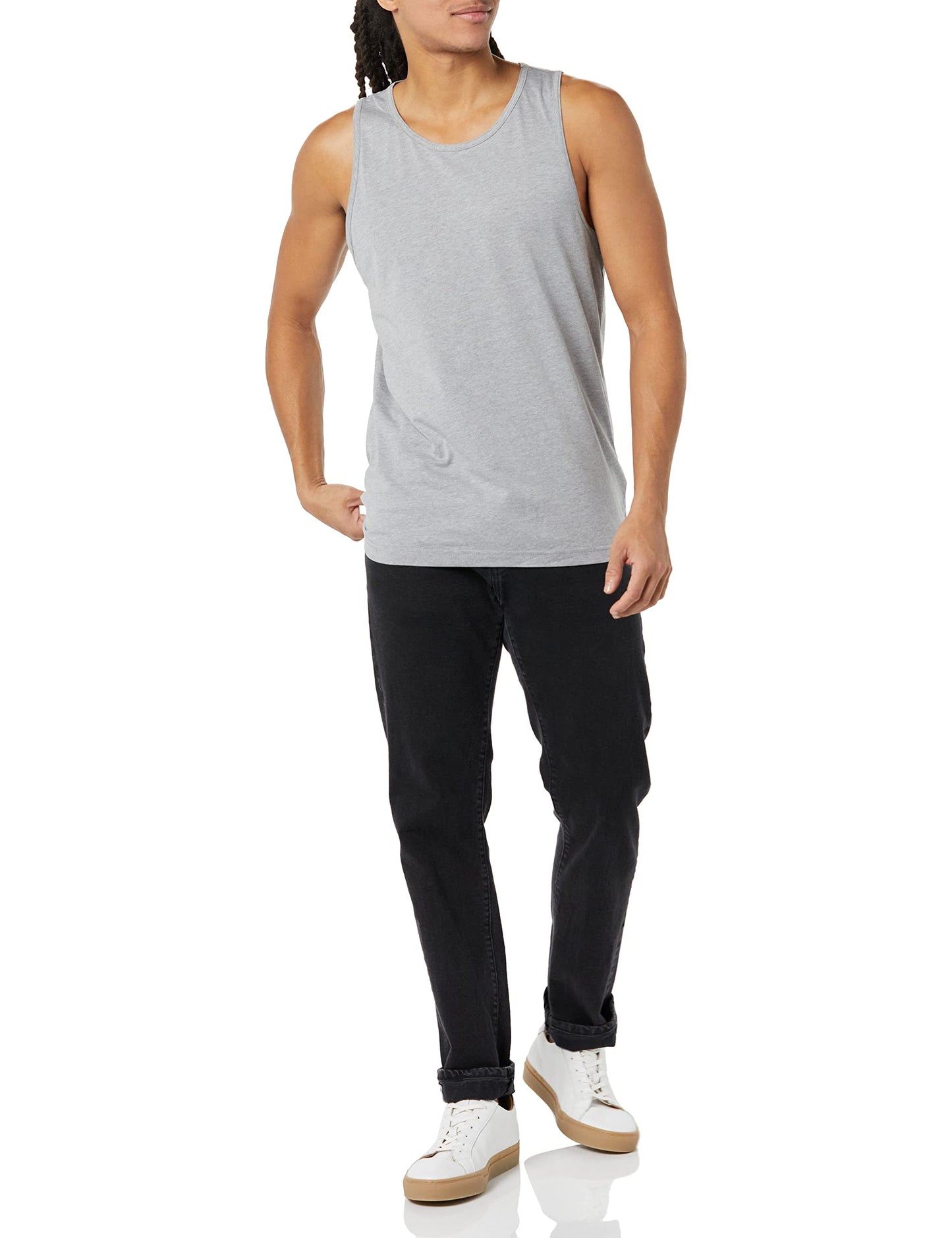 Amazon Essentials Men's Regular-Fit Tank Top, Light Grey Heather, X-Small