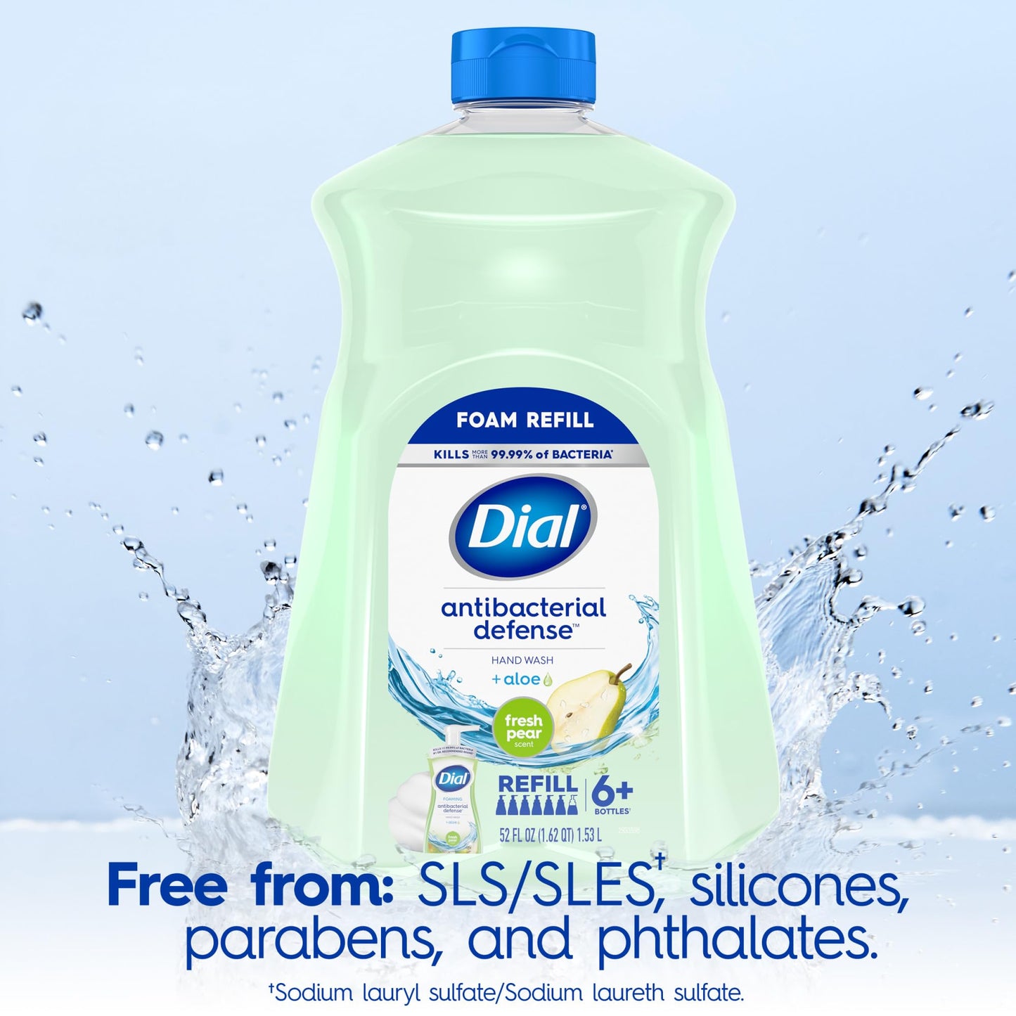 Dial Antibacterial Foaming Hand Soap Refill, Fresh Pear, 52 fl oz