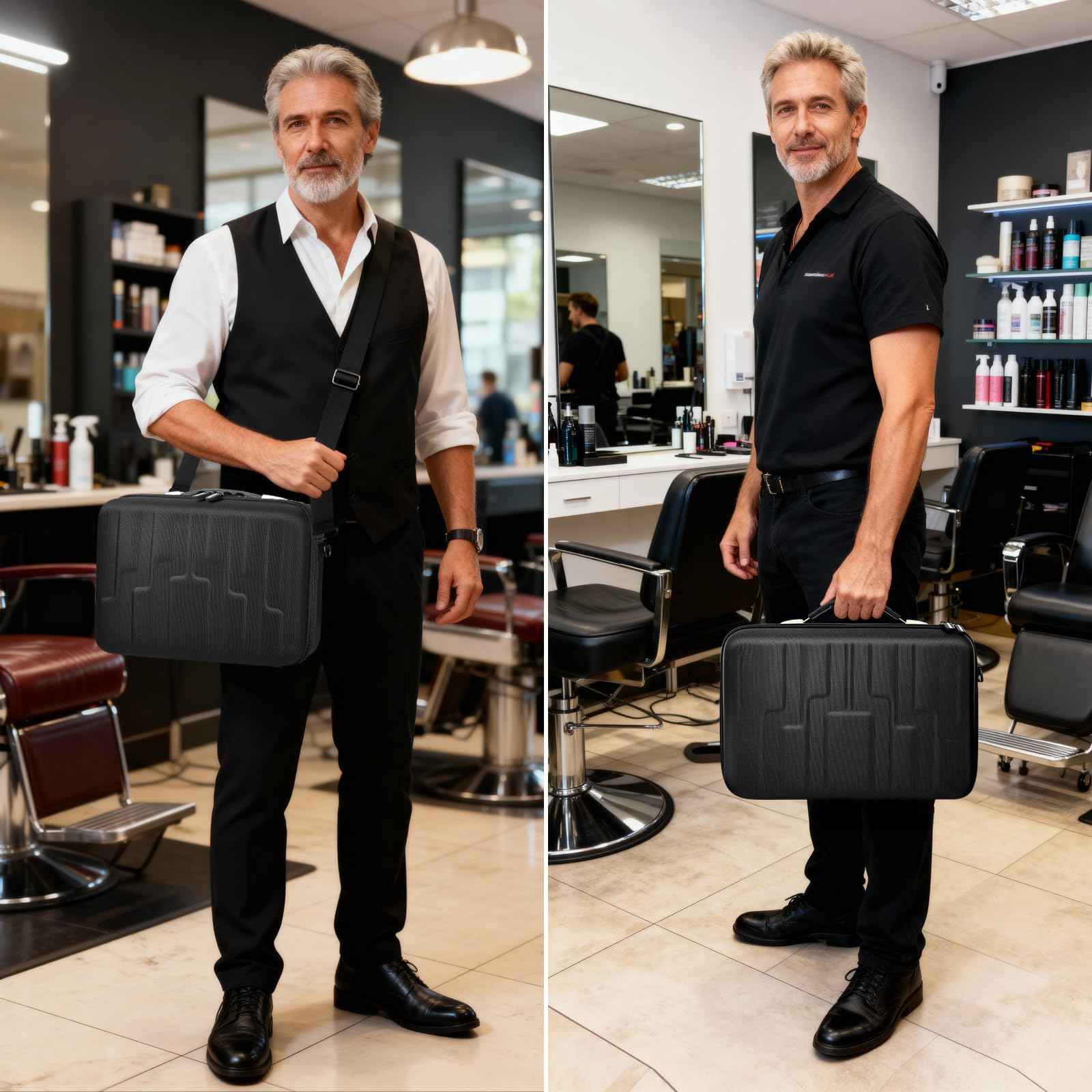 ANKHOH Barber Case for Ufree/for Wahl/for Andis/for Novah/for Solati Hair Clippers, Mens Beard Trimmer Universal Hair Tool Organizer, Barber Kit and Accessories Travel Bag (Box Only)