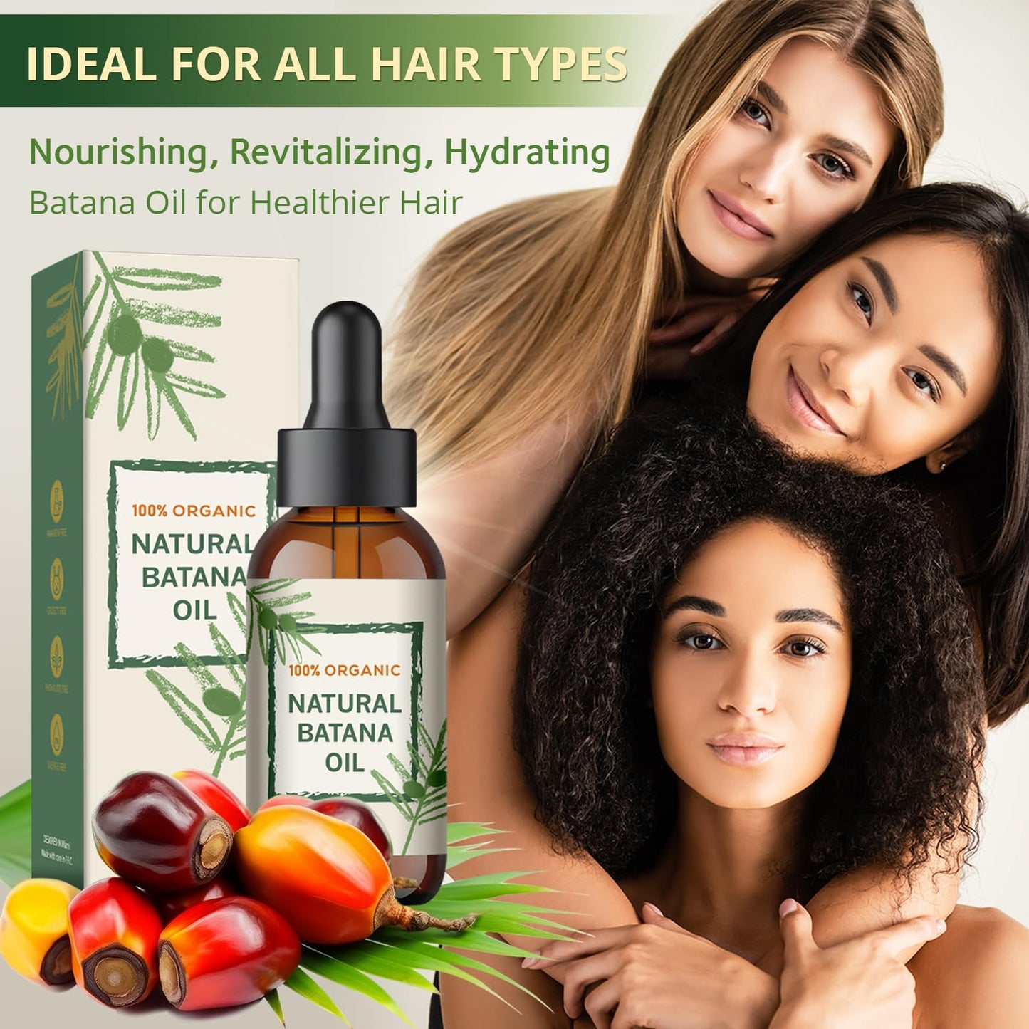 Raw Batana Oil for Hair Growth from Honduras, Dr. Sebi 100% Natural and Pure Nourishment to Prevent Hair Loss and Eliminate Split Ends in Men & Women