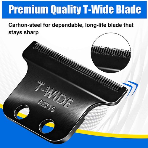 2PCS 2215 Replacement T Wide Blades Compatible with Wahl 5 Star Detailer Li Trimmer(8081) and (8171) - Adjustable Stainless-steel Zero-Gap Trimmer Blade ((2PCS-Black)