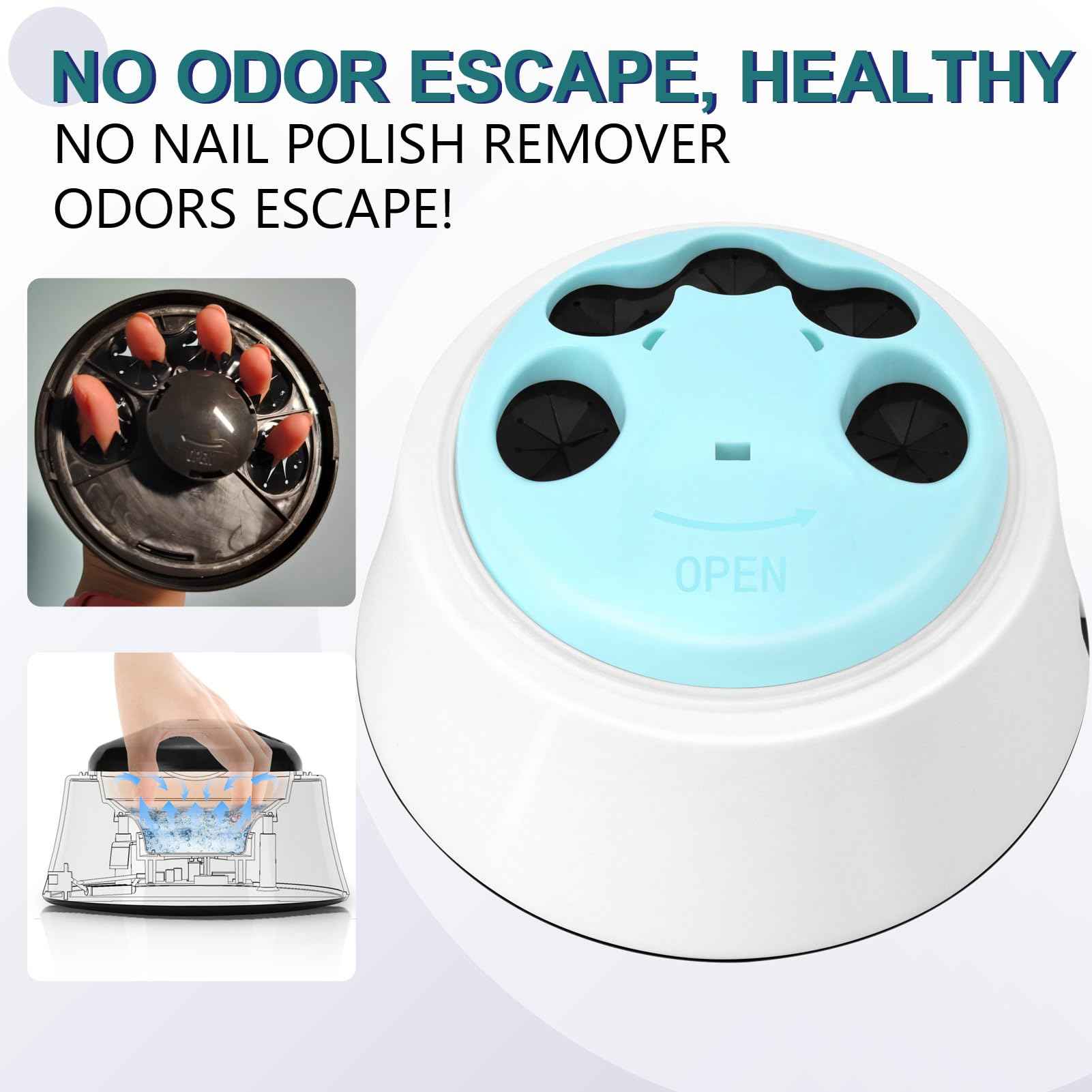 Nail Soaking Bowl, Electric Soak off Bowl Manicure Soaker Nail Polish Remover Machine with Color Cuticle Nail Pusher for Gel Polish, Acrylic Nails, Dip Powder Removal, Blue