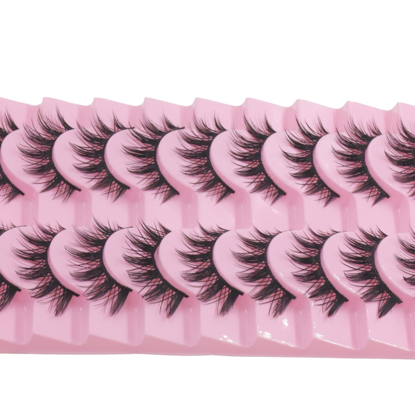 AUGENL 10Pairs False Eyelashes Cute Japanese Style Makeup Thick Eye Lash Extension,Cosplay Anime Makeup Eyelashes Reusable Lashes Manga Eye Makeup Tools (H03)