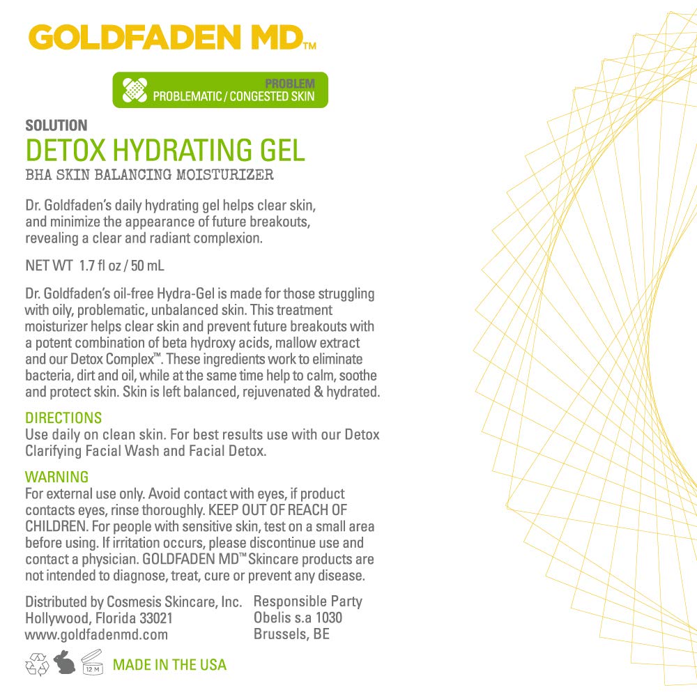 GOLDFADEN MD Detox Hydrating Gel for Face | BHA Skin Balancing Treatment Moisturizer w/Salicylic Acid & Mallow Extract| Helps Clear & Balance Oily, Problematic Skin 1.7 fl oz