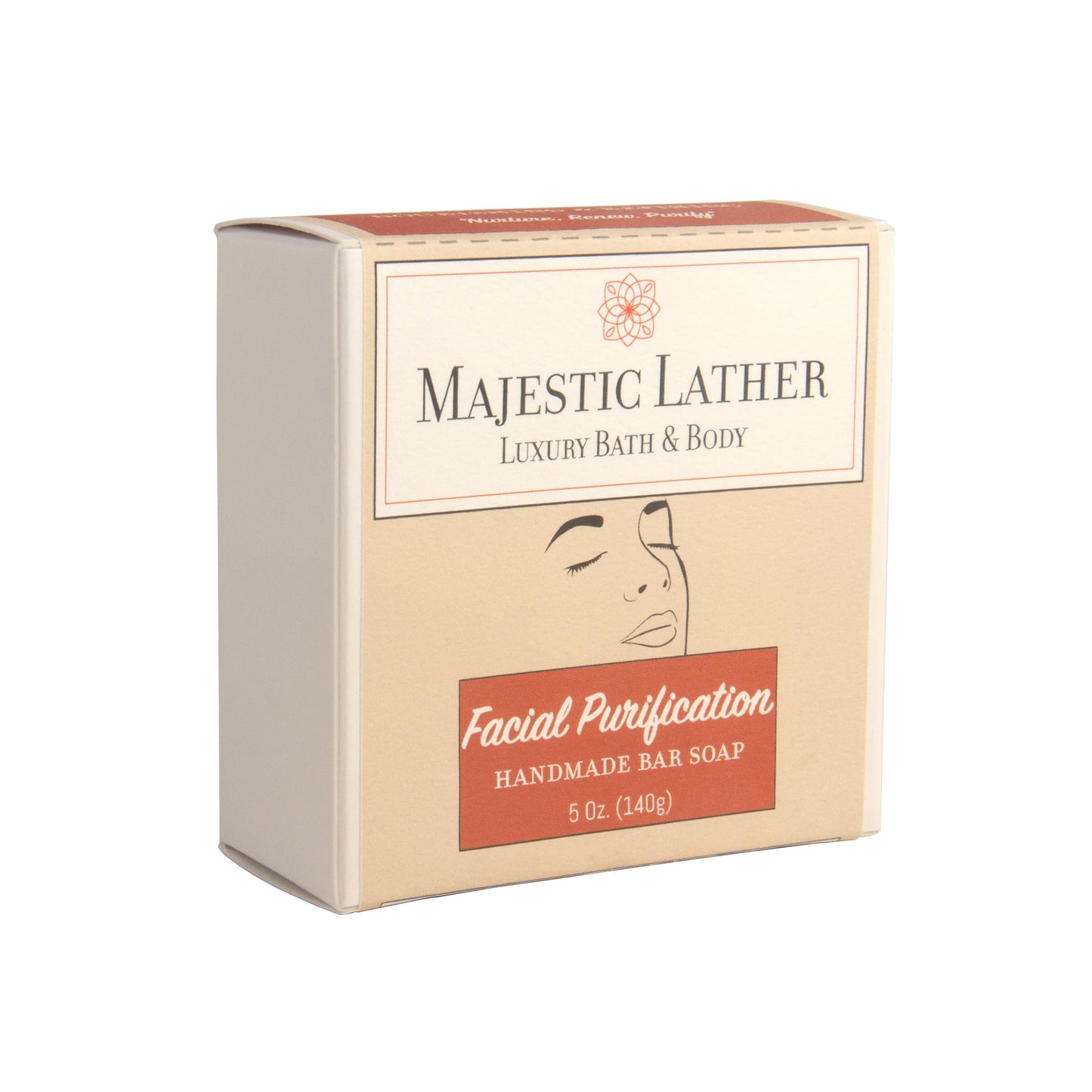 Majestic Lather Facial Purification Luxury Bar Soap. Gently Nourish & Moisturize. Renew With Milk & Collagen. Great for Dry/Sensitive, Oily & Combination Skin. Handmade in the USA.