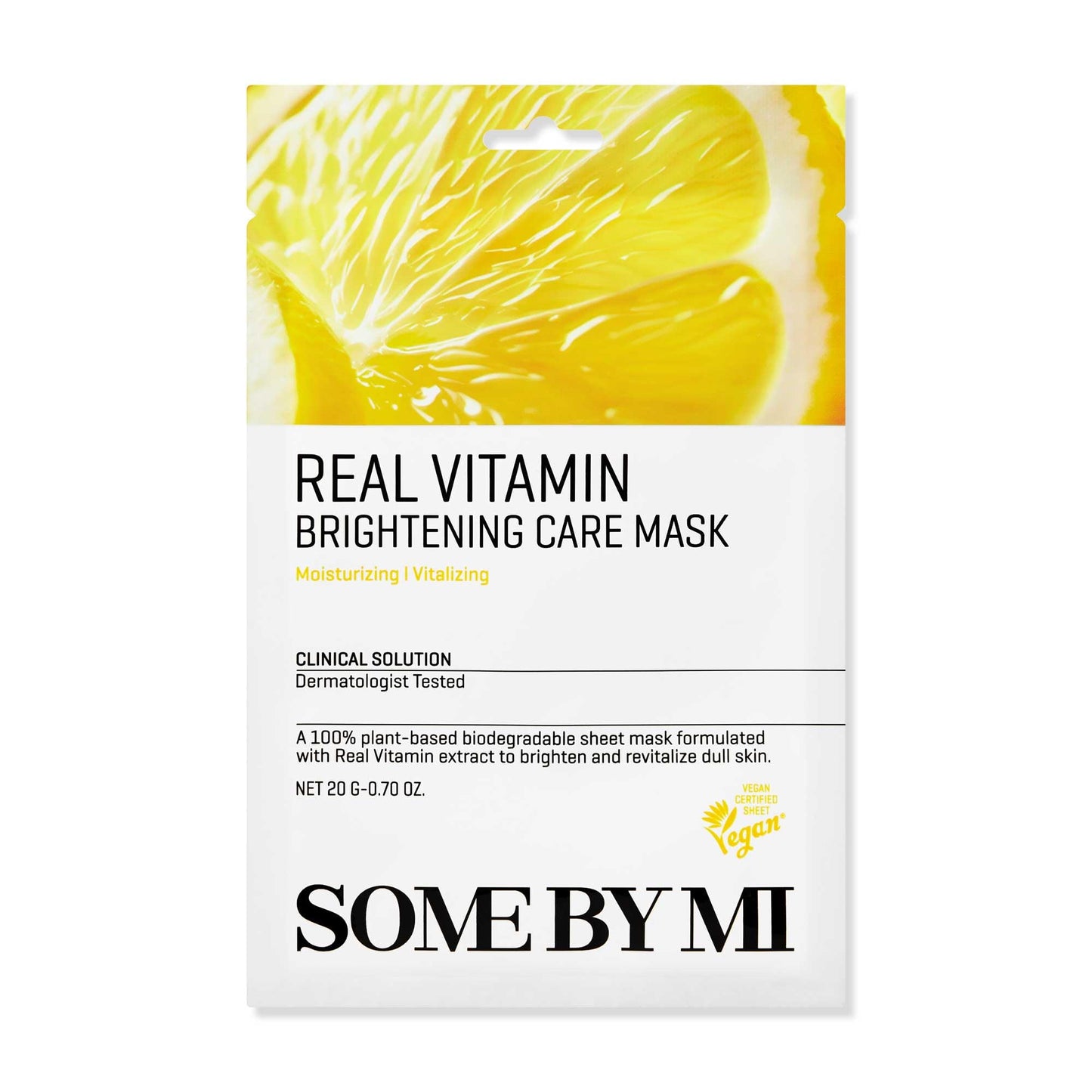 SOME BY MI Real Vitamin Brightening Care Mask - Pack of 10 - Made from Vitamin for Dull-Looking Skin - Daily Vegan Korean Sheet Mask for Skin Brightening and Moistuizing - Korean Skin Care