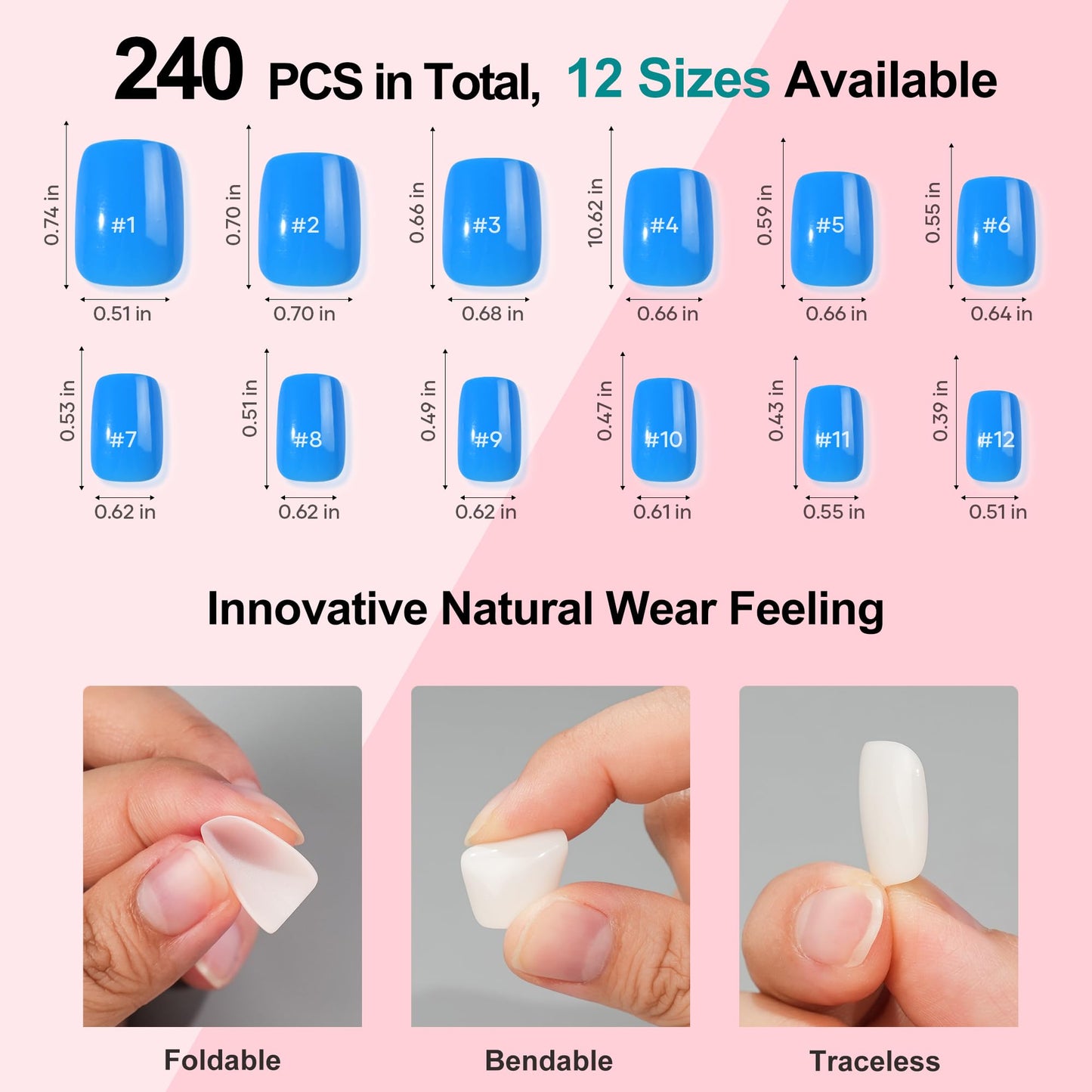 Jofay Fashion 240pcs Ombre Gel x Nails Tips Kit Short Press On Nails Square Short Solid Color Acrylic Fake Nails, Glue on Nails with Nail Glue, Star Stickers & Nail File Buffer for Nail Art DIY