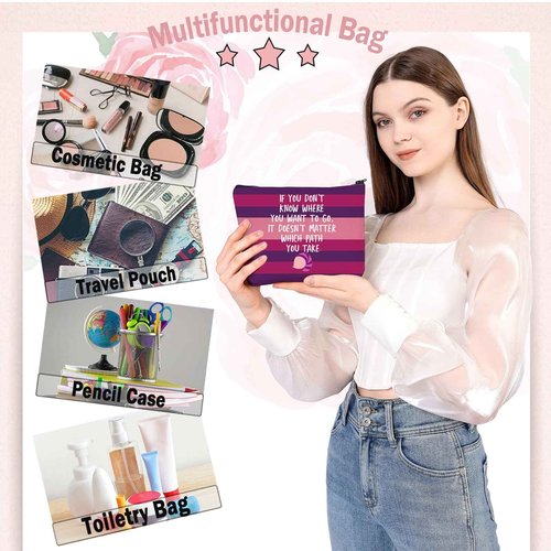 BDPWSS Cheshire Makeup Bag Cartoon Cat Fan Gift Alice Lover Alice Fan Gift Smiling Cat Alice Wonderland Fan Zipper Pouch (Path You Take)