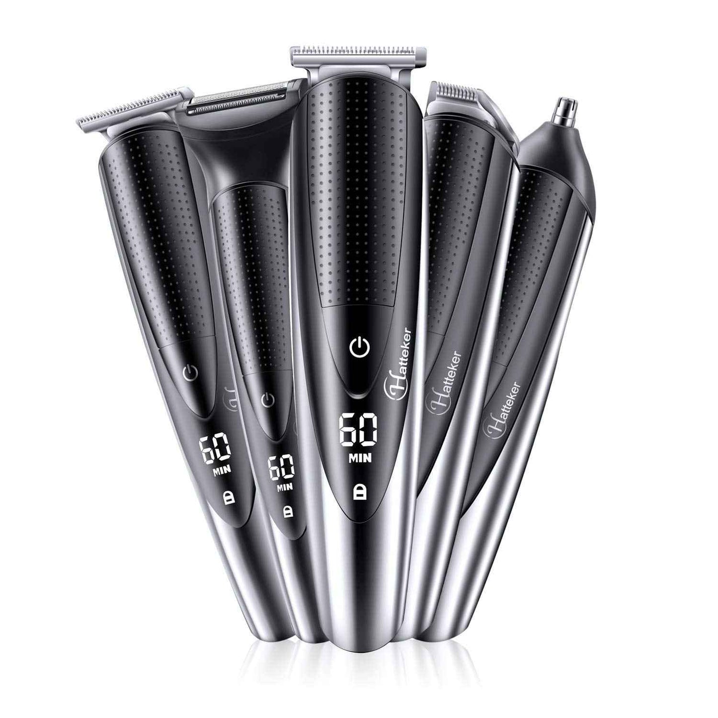 Hatteker Mens Beard Trimmer Grooming kit Hair Trimmer Mustache Trimmer Body Groomer for Nose Ear Facial Hair Cordless Waterproof 5 in 1