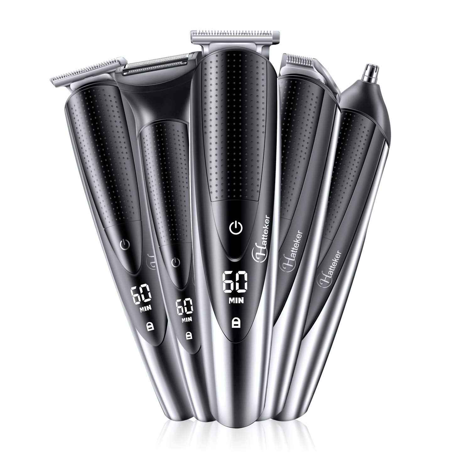 Hatteker Mens Beard Trimmer Grooming kit Hair Trimmer Mustache Trimmer Body Groomer for Nose Ear Facial Hair Cordless Waterproof 5 in 1