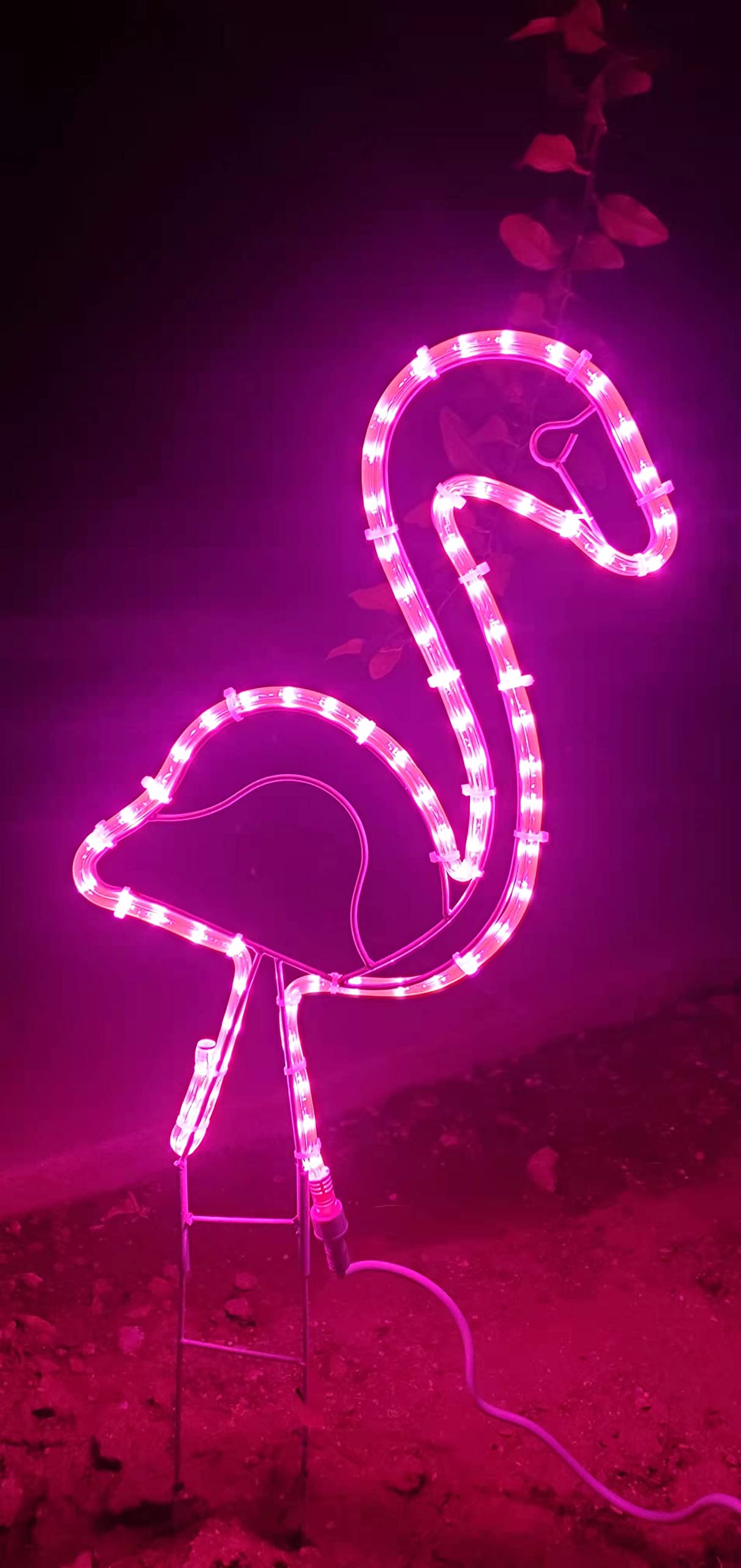 EEZ RV Products Tropical Lighted Pink Flamingo Rope Light Outdoor Yard Art Decoration, 24" (1 Each)