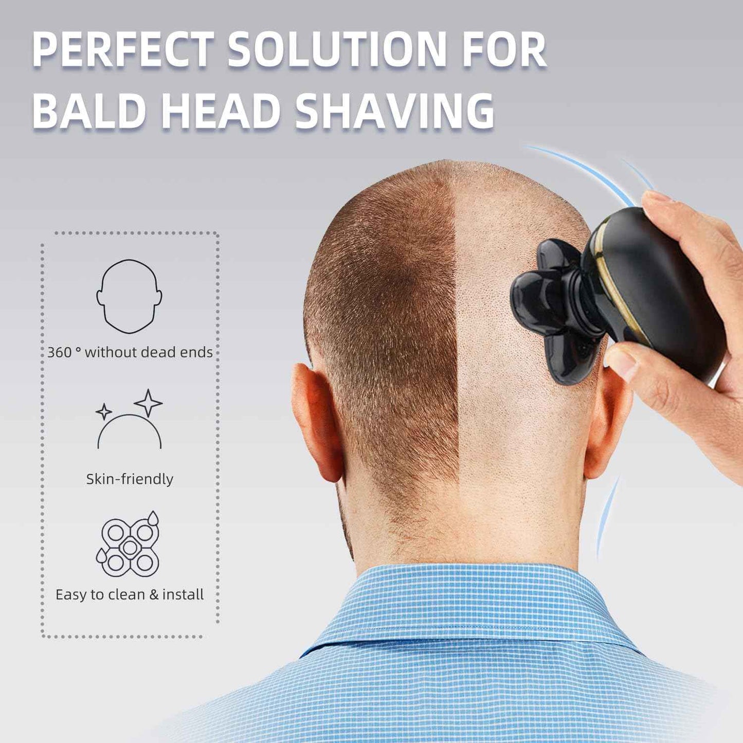 Freedom Grooming Bald Head Shaver Replacement Blades - Premium 5 Blade Shaver Heads for Bald Men, 3 Cleaning Brush, 3 Pack