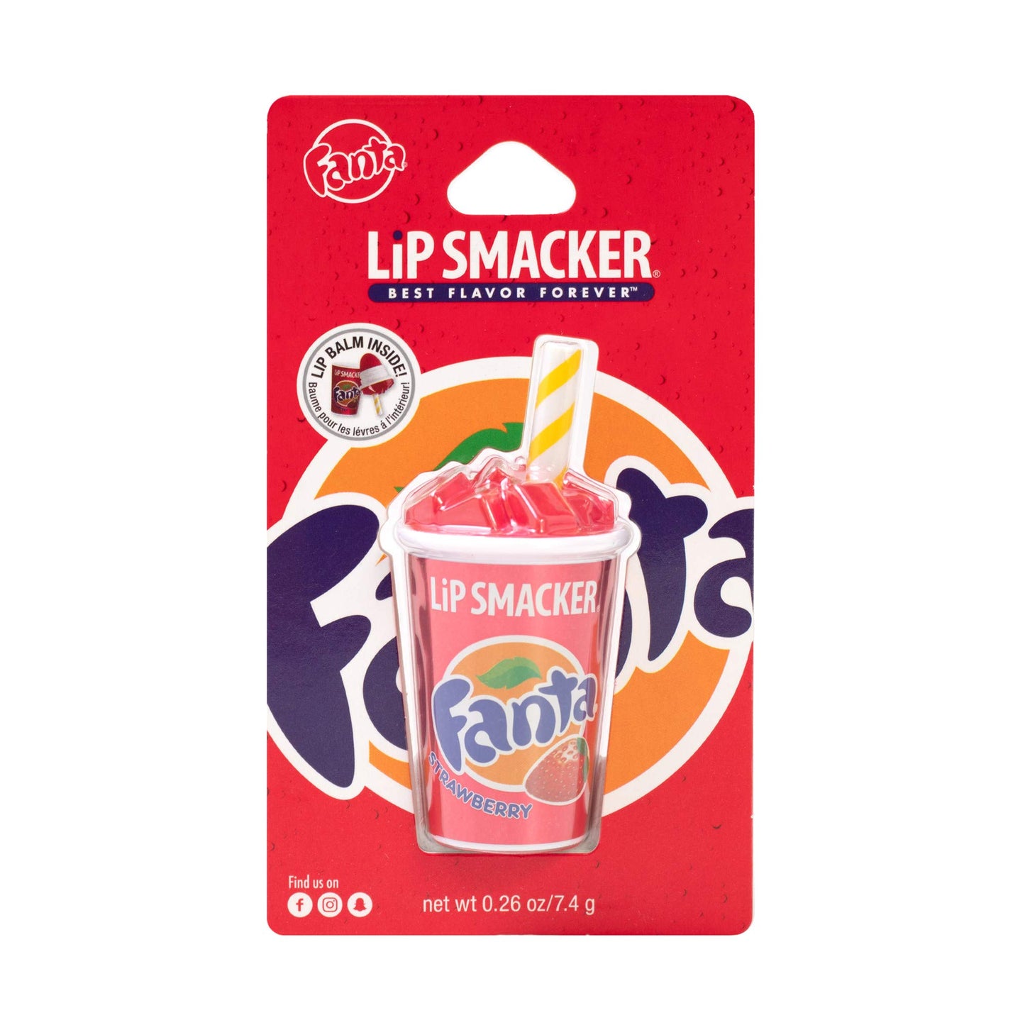 Lip Smacker Coca Cola Strawberry Fanta Strawberry Cup Lip Balm Bundle with Cotton Candy Flavored Lip Balm