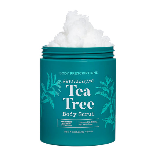 Body Prescriptions Exfoliating Body Scrub | 21.16 Oz Body Cleanser Infused with Tea Tree | Daily Body Wash for Nourished and Ultra Smooth Skin