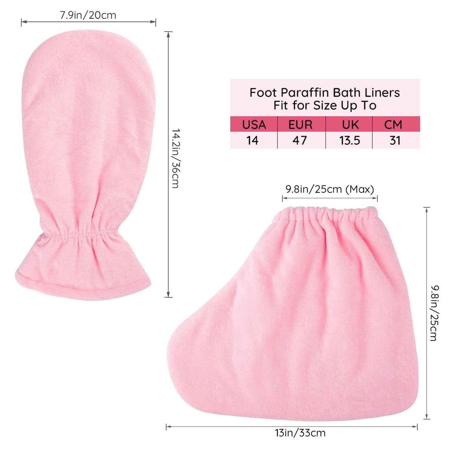 Paraffin Wax Gloves for Hand and Feet, Segbeauty Larger Thicker Paraffin Heated Mitten Foot Liners, Pink Gloves & Socks for Hot Wax Hand thera-py Thermal treat-ment Wax Warmer Paraffin Wax Machine