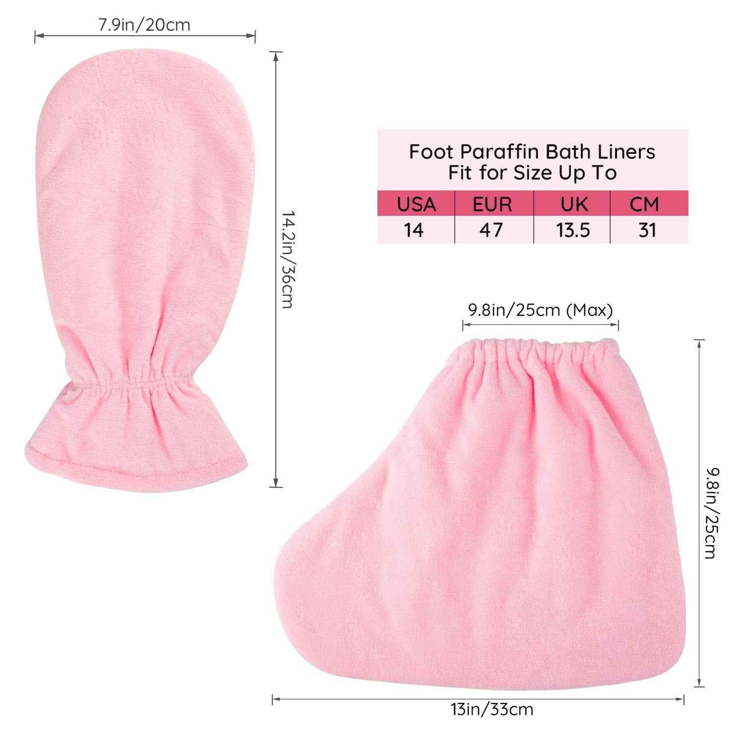 Paraffin Wax Gloves for Hand and Feet, Segbeauty Larger Thicker Paraffin Heated Mitten Foot Liners, Pink Gloves & Socks for Hot Wax Hand thera-py Thermal treat-ment Wax Warmer Paraffin Wax Machine