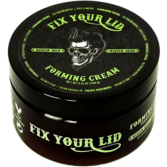 Fix Your Lid Forming Cream for Hair Styling - Men`s Cream with Medium Hold and Shine - Match all Mens Hair Types & Styles - Easy To Wash Out - 3.75 Oz