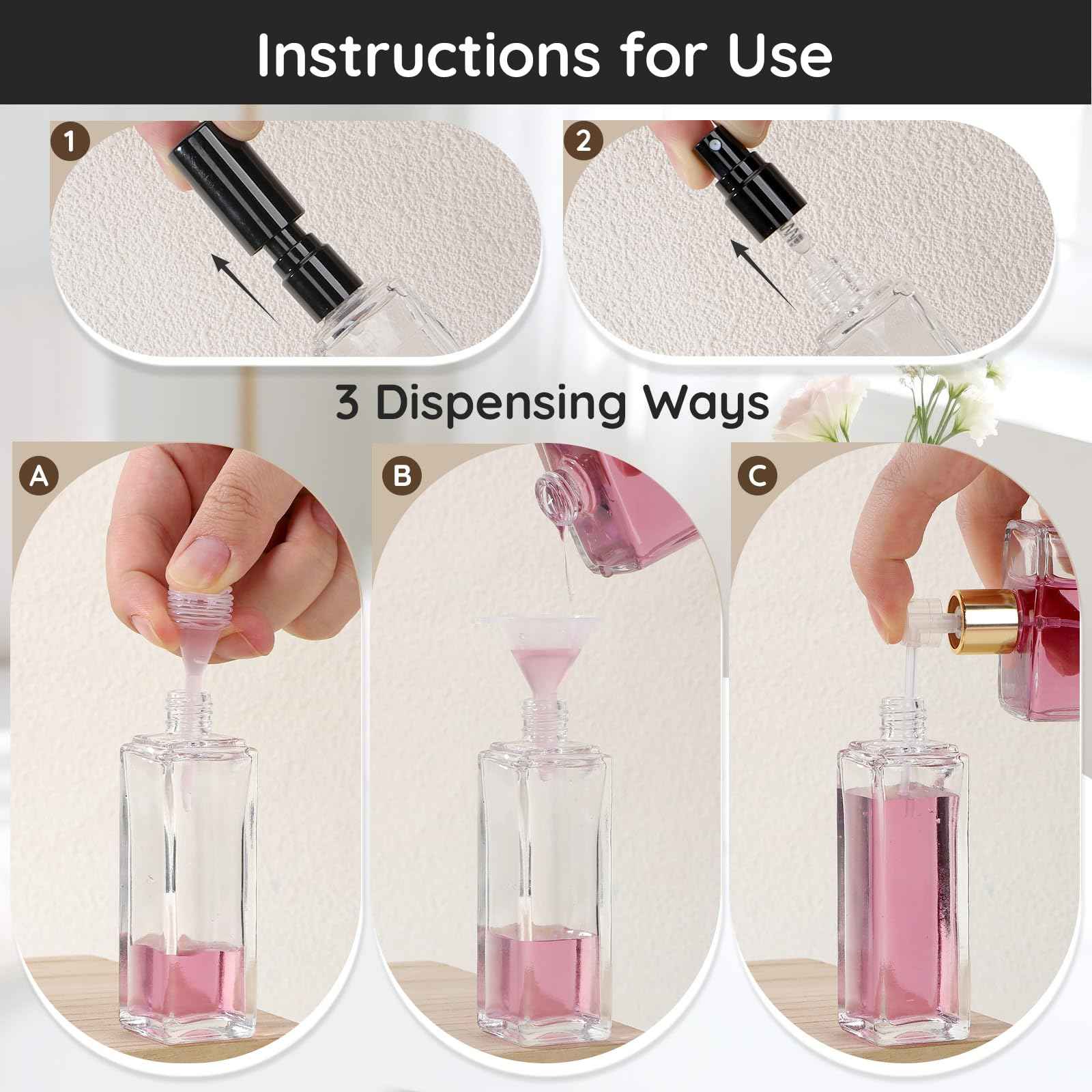 Segbeauty 20pcs 1oz Refillable Glass Perfume Spray Bottle, Empty Travel Cologne Sprayer, 30ml Travel Atomizer Sprayer for Perfume Glass Spray Bottles, Bulk Fragrance Atomizer with Dispensing Tool