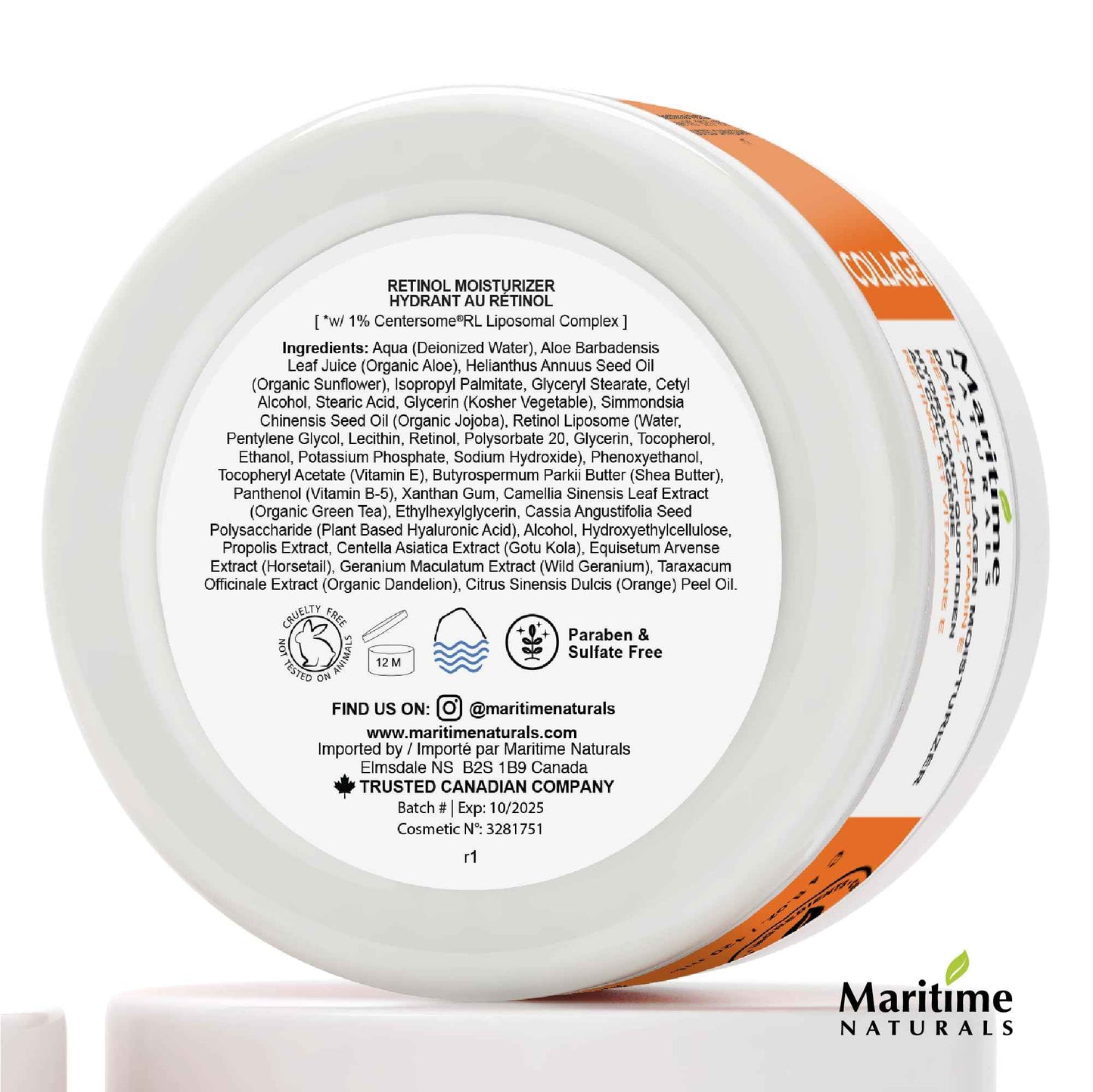 Maritime Naturals Retinol Moisturizer for face with Hyaluronic Acid & Organic Ingredients | Professional Results with Retinol Face Moisturizer | Day & Night Cream for Women & Men (120ml)