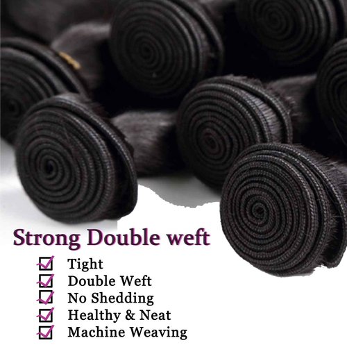 Body Wave Bundles Human Hair 10 12 14 Inch 100% Unprocessed Brazilian Virgin Hair Weave Bundles Human Hair Weft Body Wave Hair Extension for Black Women Natural Black