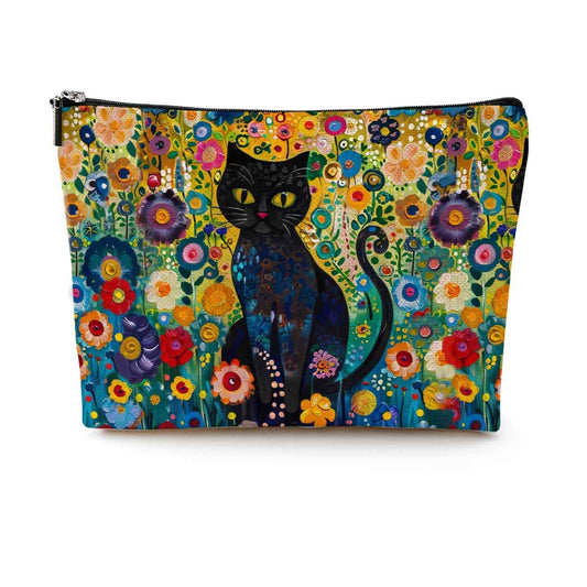 Floral Garden Cat Makeup Bag Cat Lover Gifts Cosmetic Bag Cat Gifts Cat Themed Gifts for Women Girls Daughter Friends Niece Aunt Travel Toiletry Bag Cat Mom Gifts Christmas Birthday Gifts