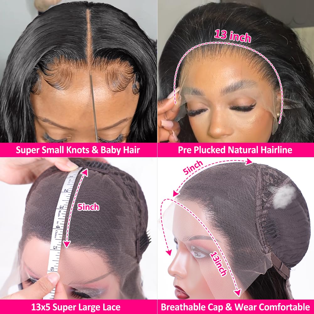 Pizazz Body Wave Lace Front Wigs Human Hair Pre Plucked with Baby Hair 180 Density Glueless Human Hair Wigs for Women 13x4 HD Transparent Lace Front Wigs with Natural Hairline(26 Inch)